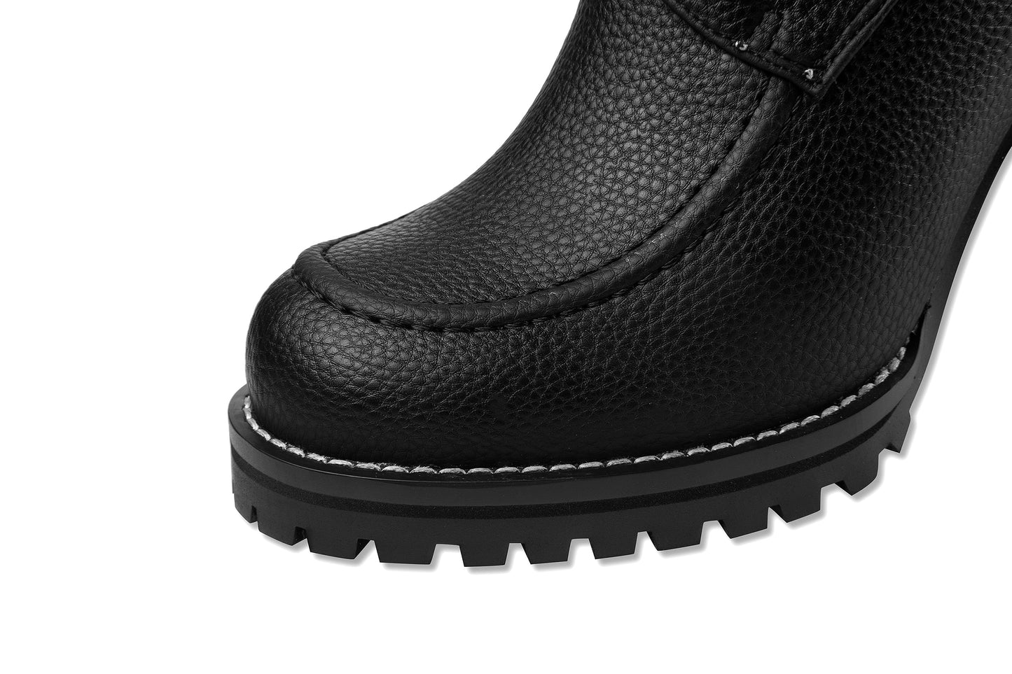 Nine Seven Women's Genuine Leather Handmade High Chunky Heel Round Toe Selftie Zip Up Ankle Boots