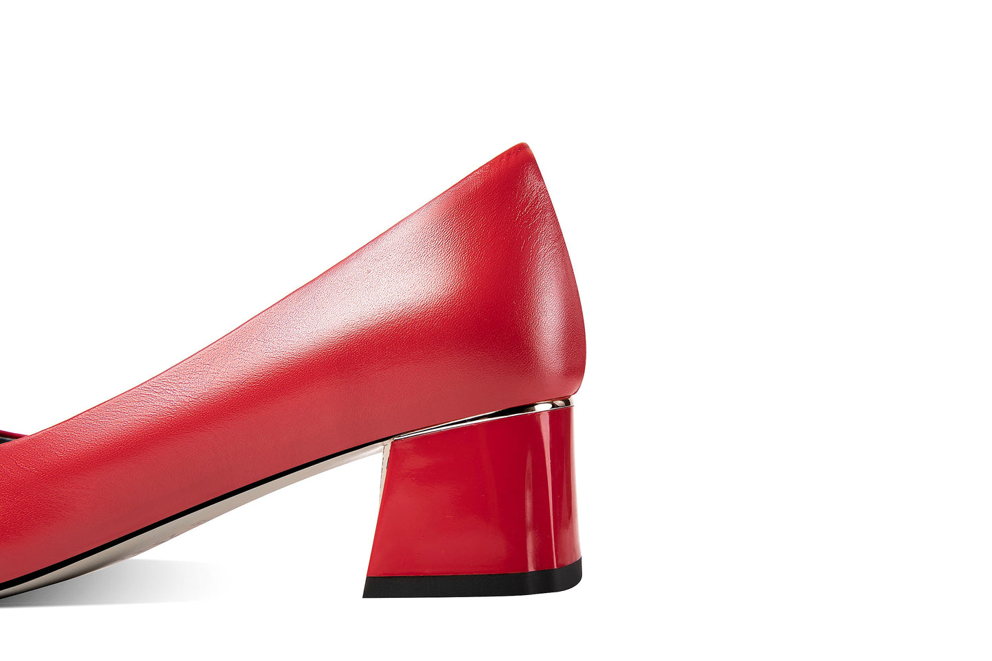 Nine Seven Women's Genuine Leather Handmade Slip On Block Heel Square Toe Pump Shoes with Unique Metal Pattern