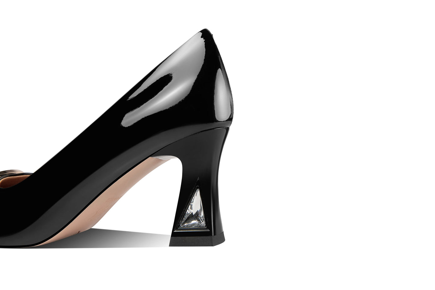 Nine Seven Women's Patent Leather Pointed Toe Handmade Buckle Mid Chunky Heel Stylish Pumps Shoes