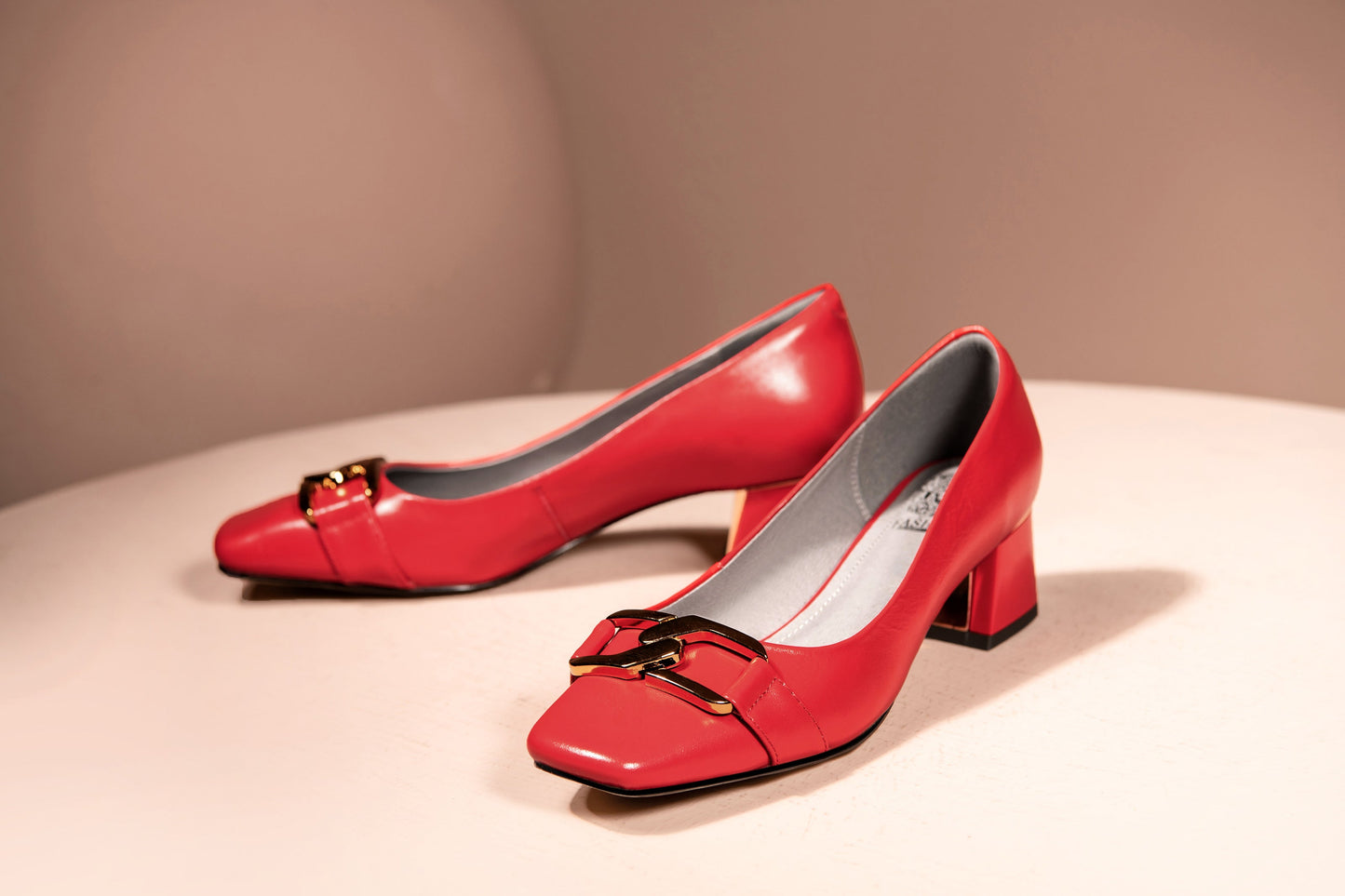 Nine Seven Women's Genuine Leather Handmade Slip On Block Heel Square Toe Pump Shoes with Unique Metal Pattern