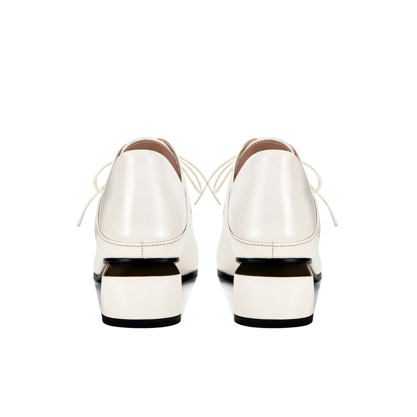 Nine Seven Women's Genuine Leather Pointed Toe Handmade Lace Up Low Chunky Heel Office Shoes