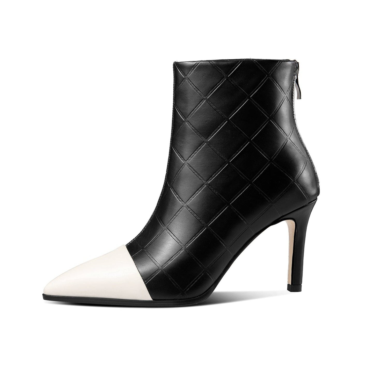 Nine Seven Genuine Leather Women's Handmade Assorted Colors Pointed Toe Stiletto Heel Back Zipper Ankle Boots