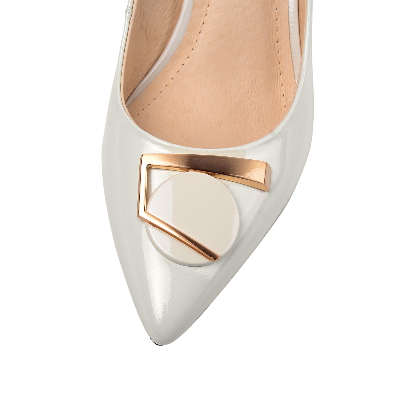 Nine Seven Women's Patent Leather Pointed Toe Handmade Delicate Décor Mid Stiletto Heel Slip On Graceful Pumps