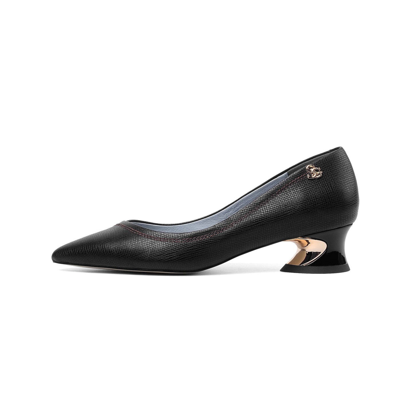 Nine Seven Women's Pointed Toe Handmade Genuine Leather Low Chunky Heel Comfort Casual Pumps