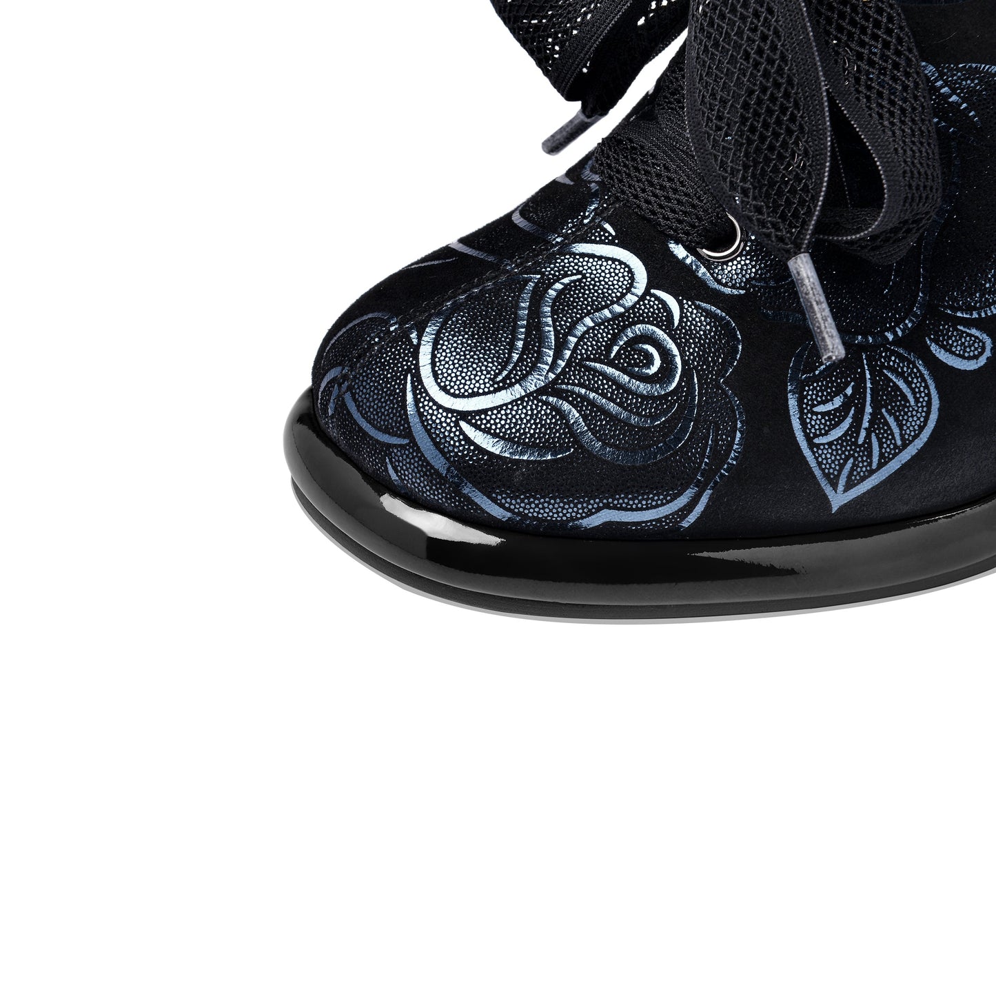 Nine Seven Women's Handmade Printed Suede Leather Platform Round Toe Lace Up Side Zip High Chunky Heel Pumps