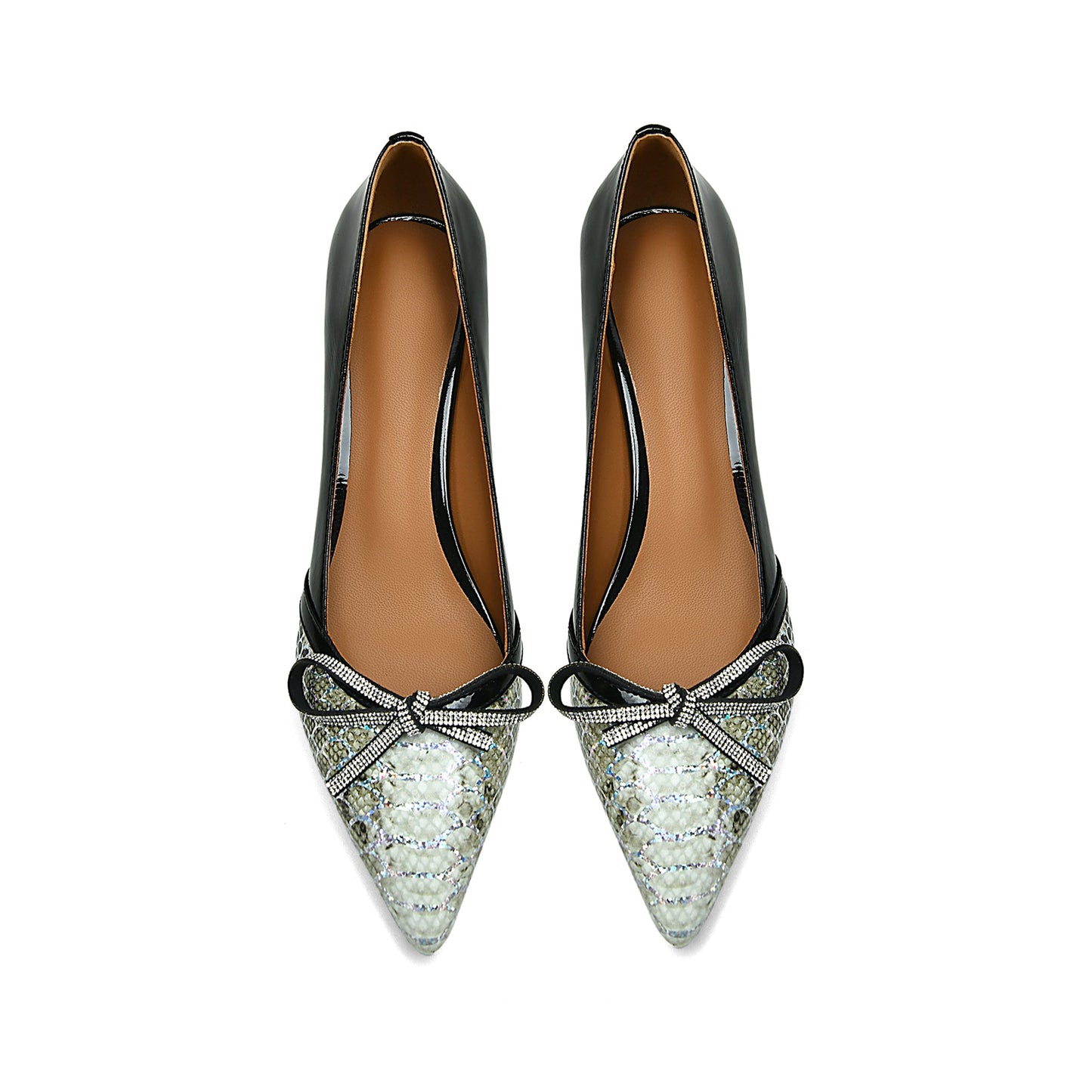 Nine Seven Women's Handmade Genuine Leather Assorted Color Snakeskin Slip On Chunky Heel Pumps Shoes