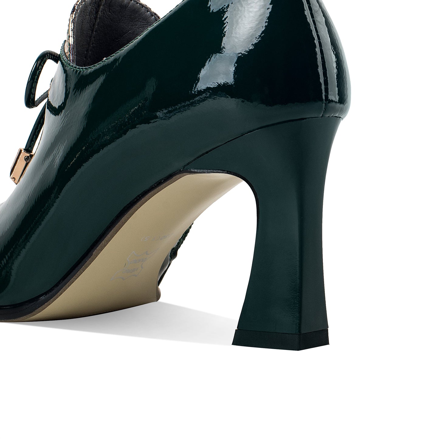 Nine Seven Women's Patent Leather Handmade High Spool Heel Pointed Toe Zip Up Pump Shoes with Bownot