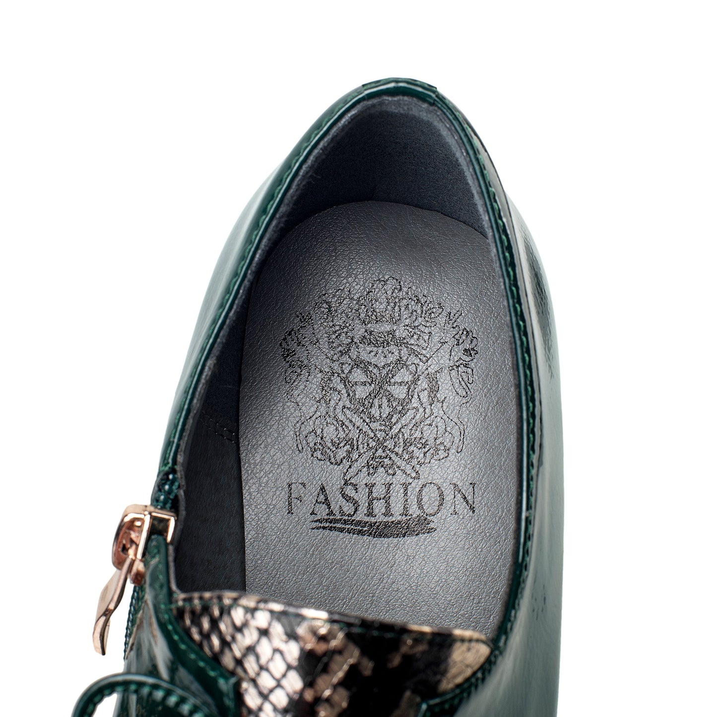 Nine Seven Women's Patent Leather Handmade High Spool Heel Pointed Toe Zip Up Pump Shoes with Bownot