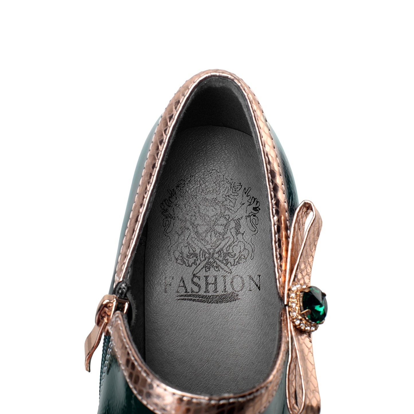 Nine Seven Women's Patent Leather Handmade High Stiletto Heel Side Zip Up Pointed Toe Pump Shoes with Crystal Bowtie