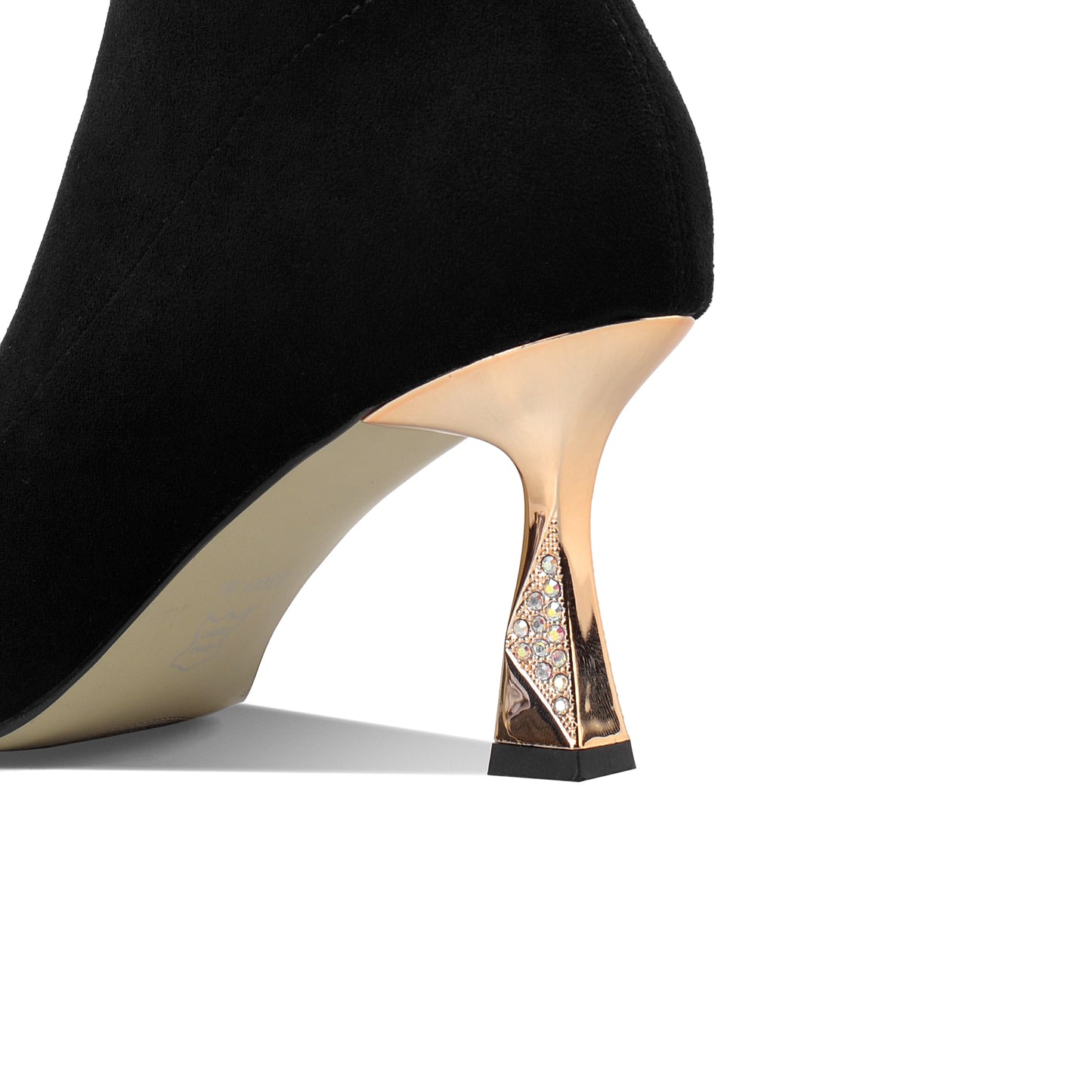 Nine Seven Women's Handmade Suede Leather Pointed Toe Sexy High Heel Stretch Slip On Black Over the Knee High Boots with Floral Tassel