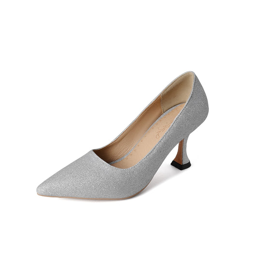 Nine Seven Women's Handmade Pointed Toe Glitter Stileto Heel Party Wedding Loafer Pumps Shoes