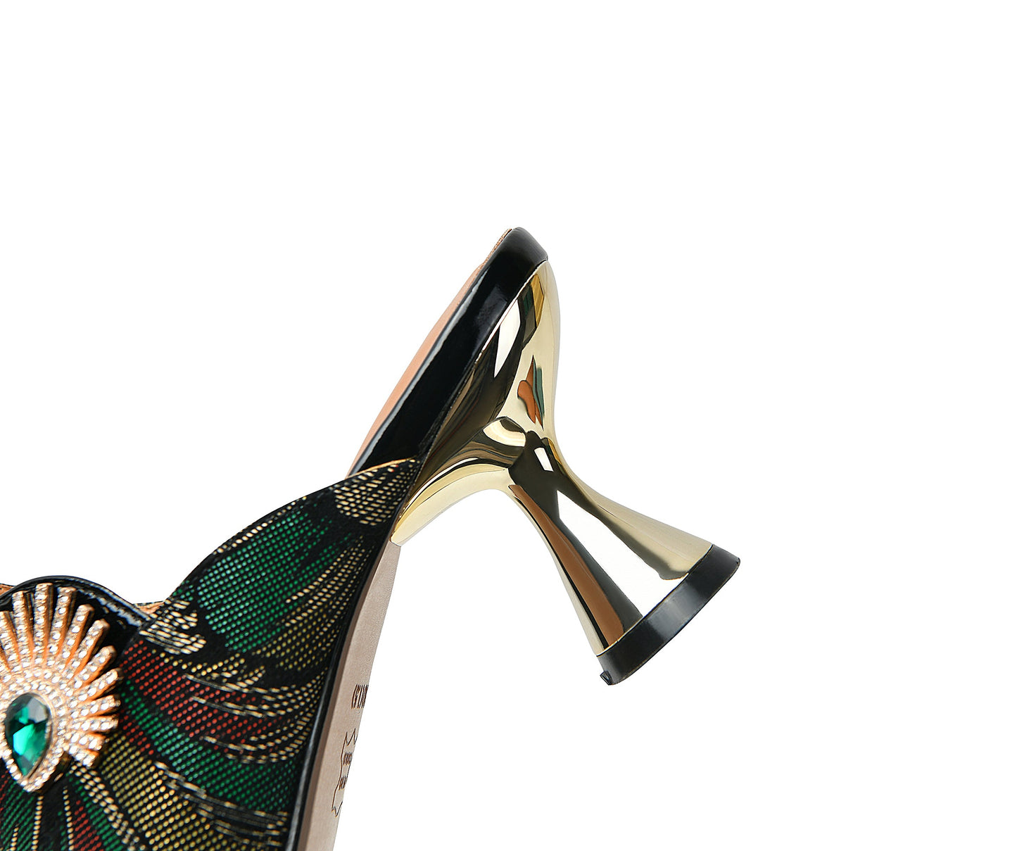 Nine Seven Women's Pointed Toe Handmade Genuine Leather Mid Heel Stylish Sandal Slippers with Buckle Decor