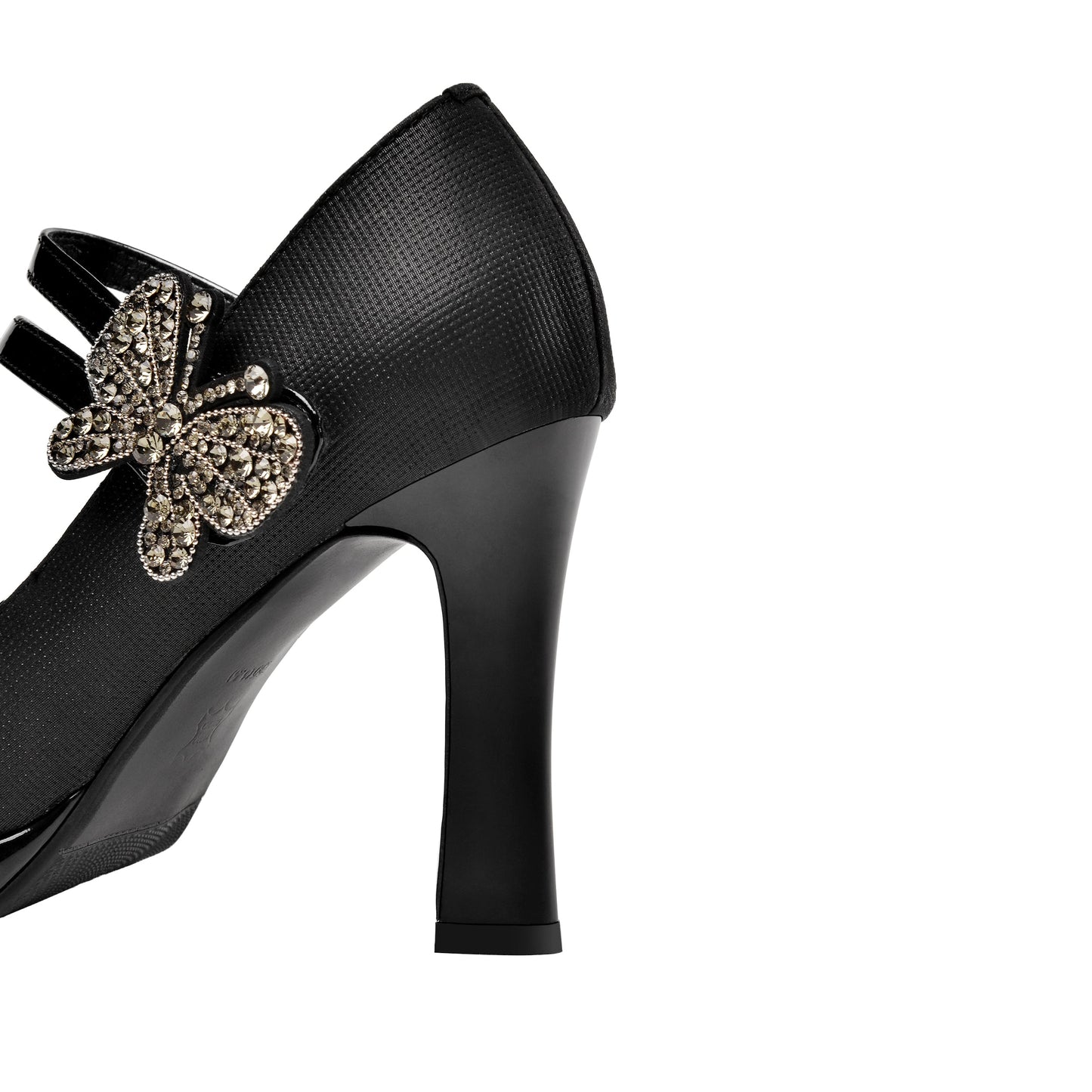 Nine Seven Women's Leather Handmade Round Toe Belts High Heel Pumps with Butterfly Décor