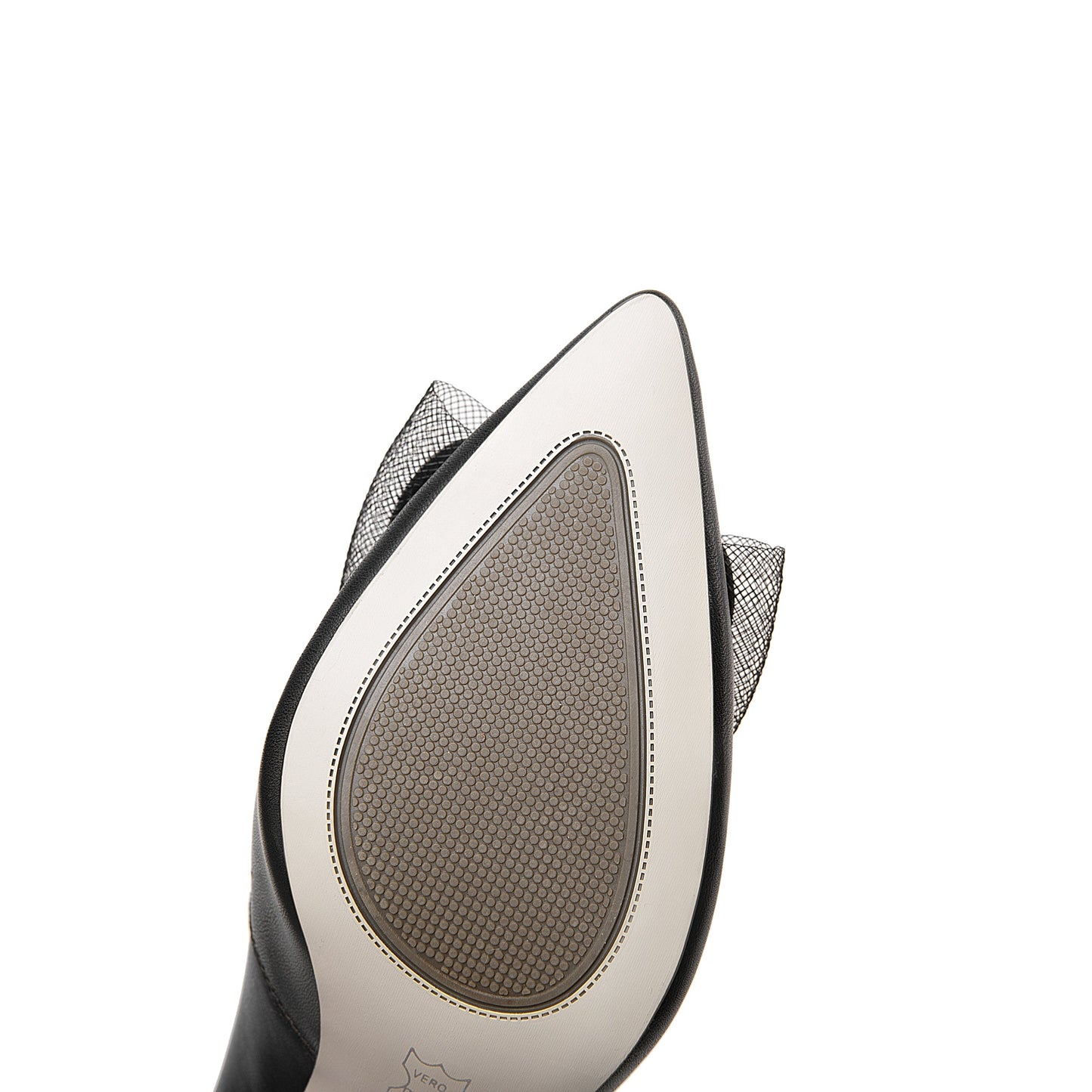 Nine Seven Women's Handmade Genuine Leather Pointed Toe High Spool Heel Easy Slip On Loafer Pump Shoes with Graceful Bow