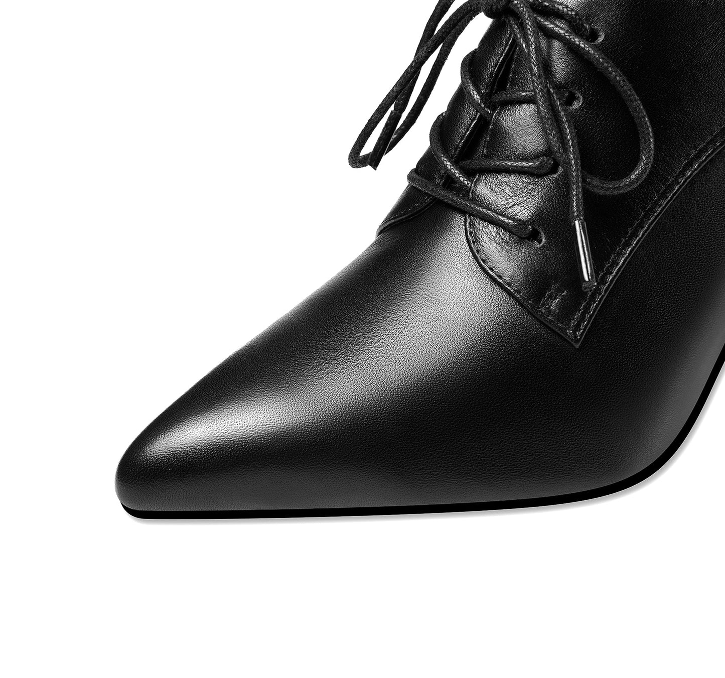 Nine Seven Women's Genuine Leather Handmade Pointed Toe High Chunky Heel Lace Up Stylish Oxford Pumps
