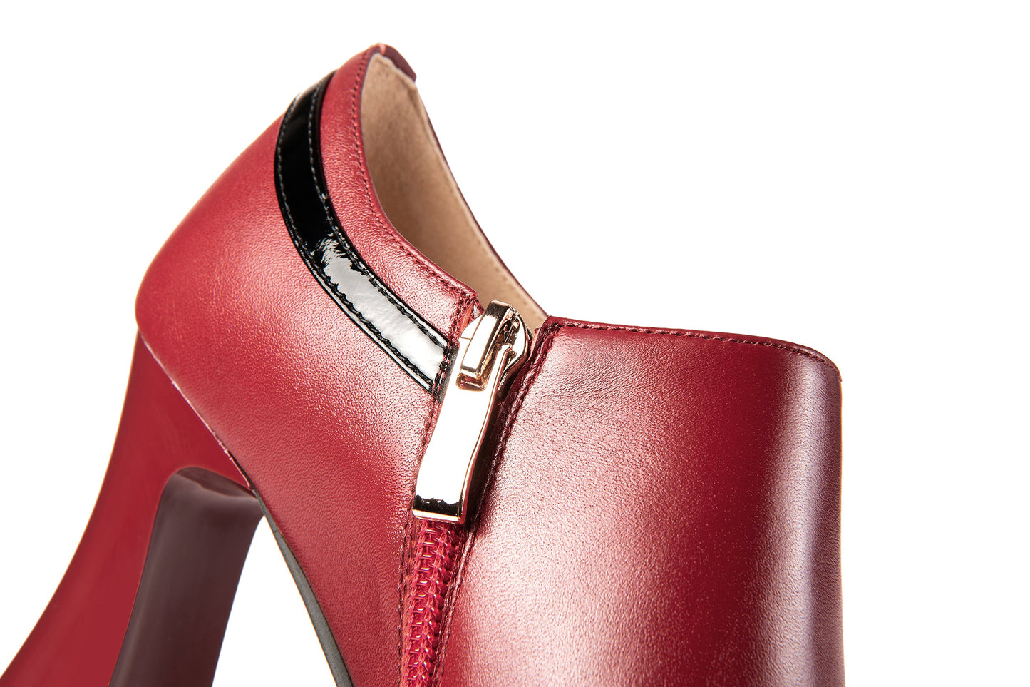 Nine Seven Women's Genuine Leather Handmade Spool Heel Pointed Toe Side Zip Elegant Oxford Pumps with Exquisite Heart Pendant