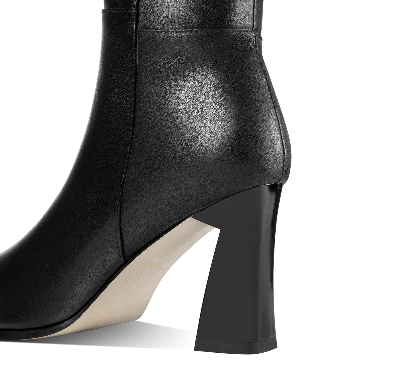 Nine Seven Handmade Women's Genuine Leather Trendy Spool Heel Side Zip Up Chic Buckle Decor Pointed Toe Dress Boots