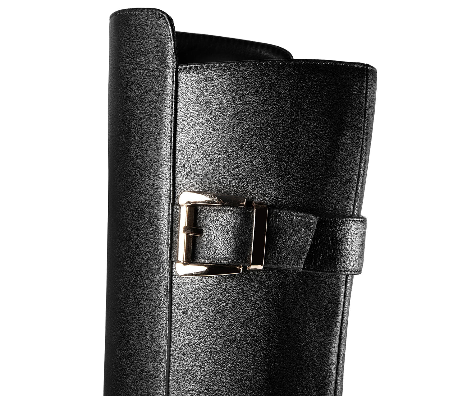 Nine Seven Handmade Women's Genuine Leather Trendy Spool Heel Side Zip Up Chic Buckle Decor Pointed Toe Dress Boots