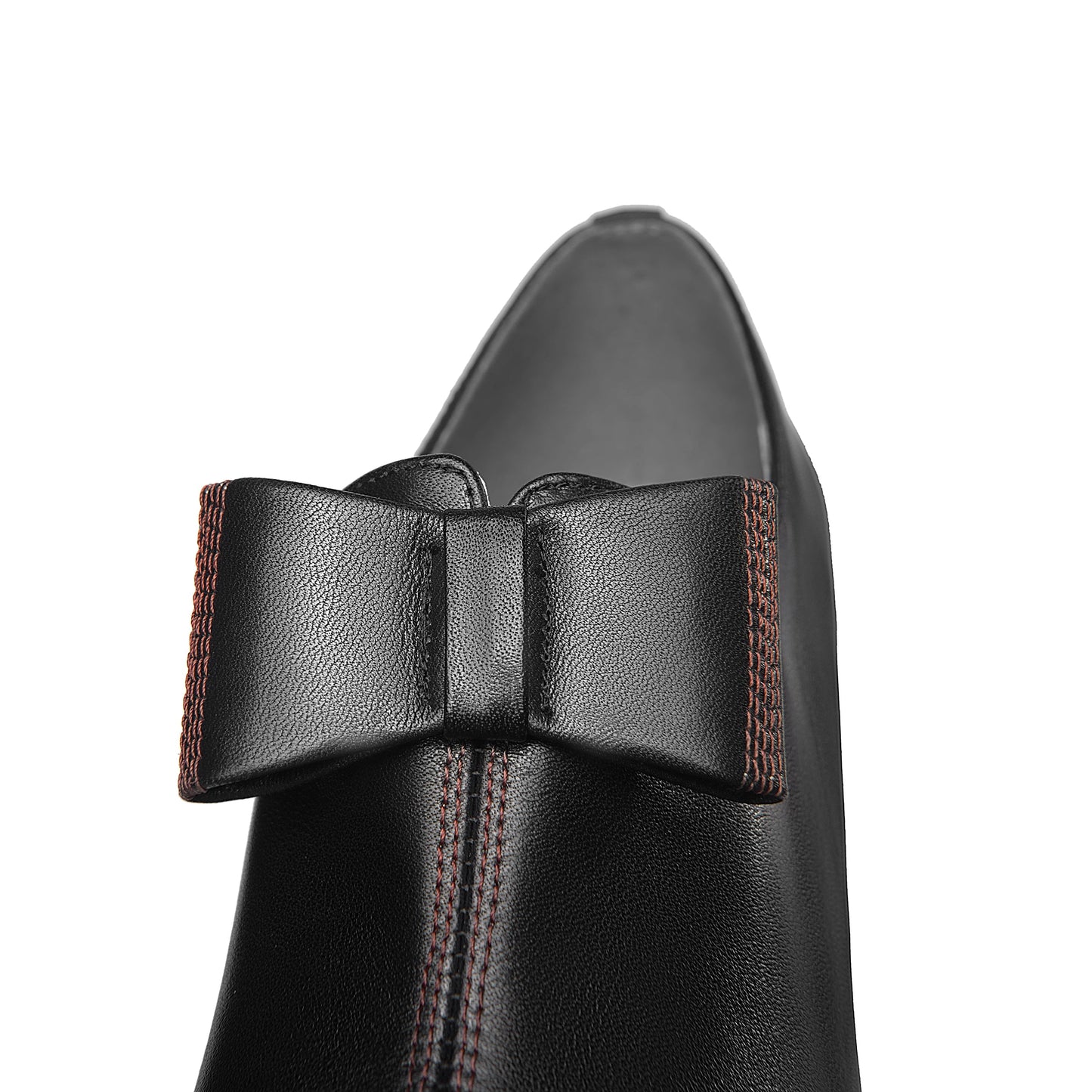 Nine Seven Women's Genuine Leather Handmade Pointed Toe High Stiletto Heel Side Zip Up Pump Shoes with Bow