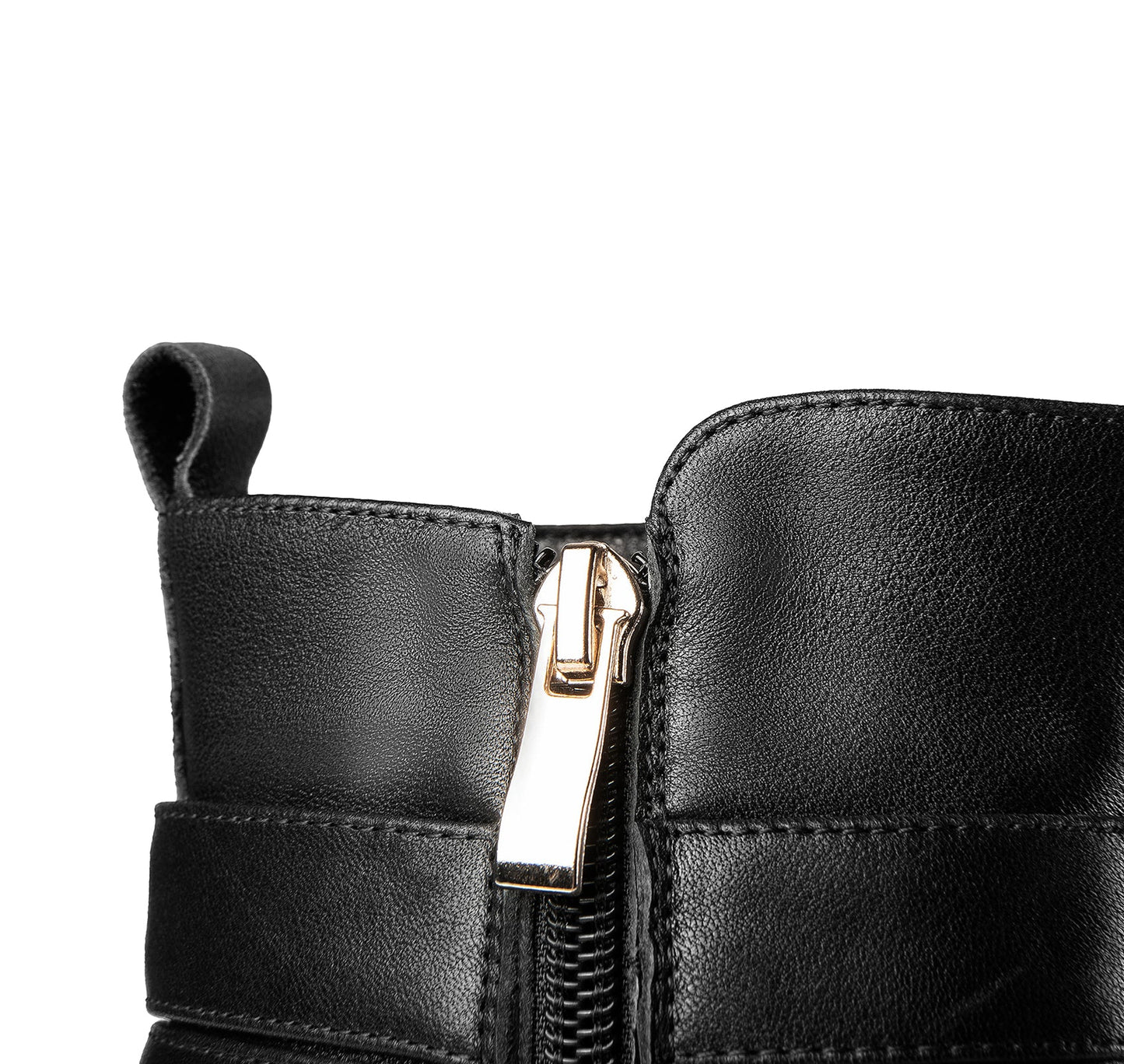 Nine Seven Women's Handmade Genuine Leather Chunky Heel Side Zip Up Round Toe Buckle Design Stylish Ankle Boots