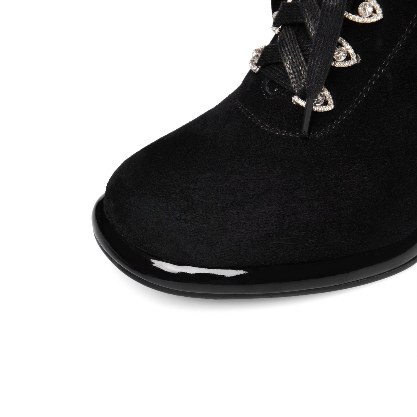 Nine Seven Women's Round Toe Suede Leather Handmade Side Zipper Sleftie Pump Shoes with High Chunky Heel