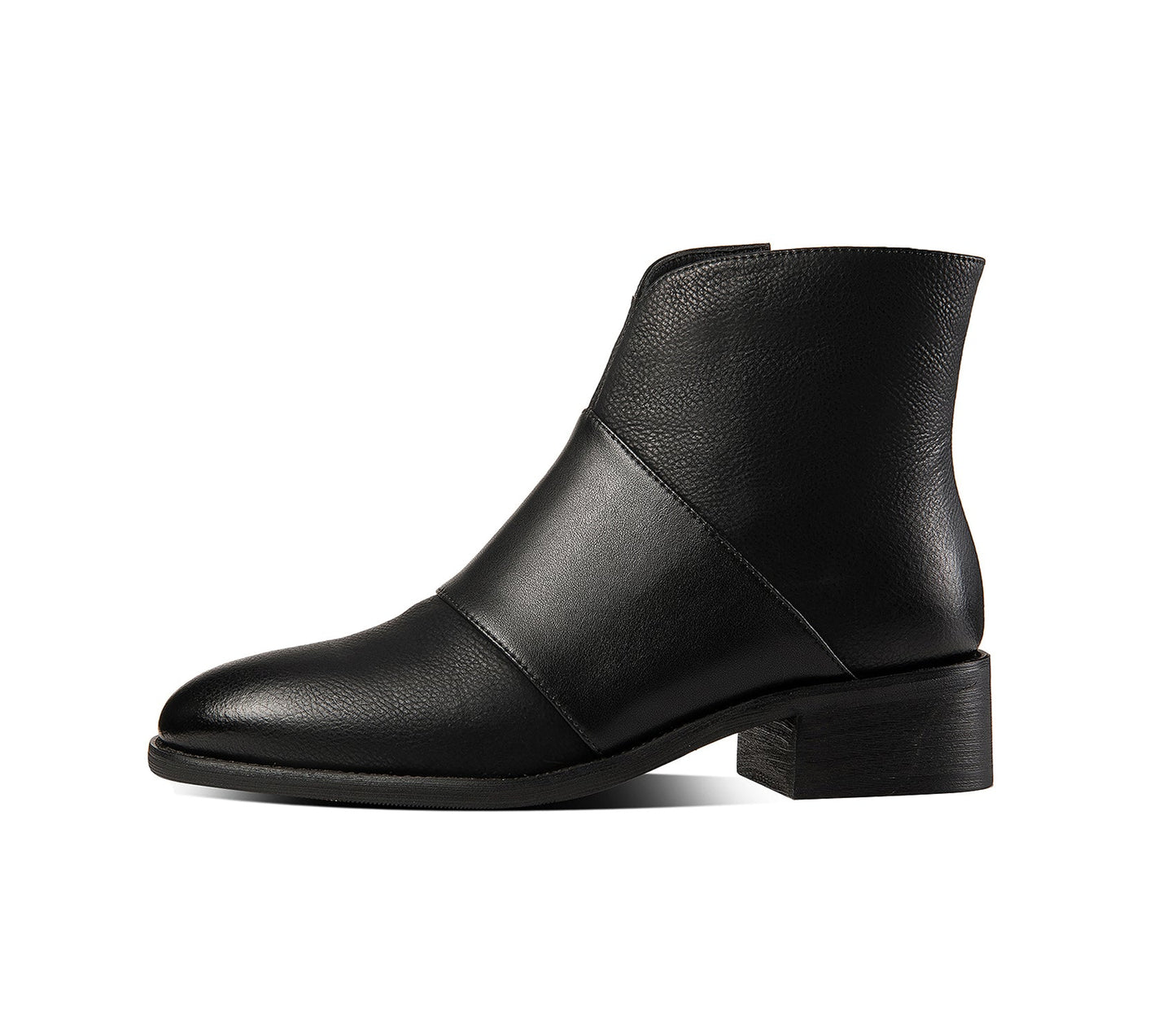 Nine Seven Women's Handmade Genuine Leather Block Heel Round Toe Side Zip Up Ankle Booties