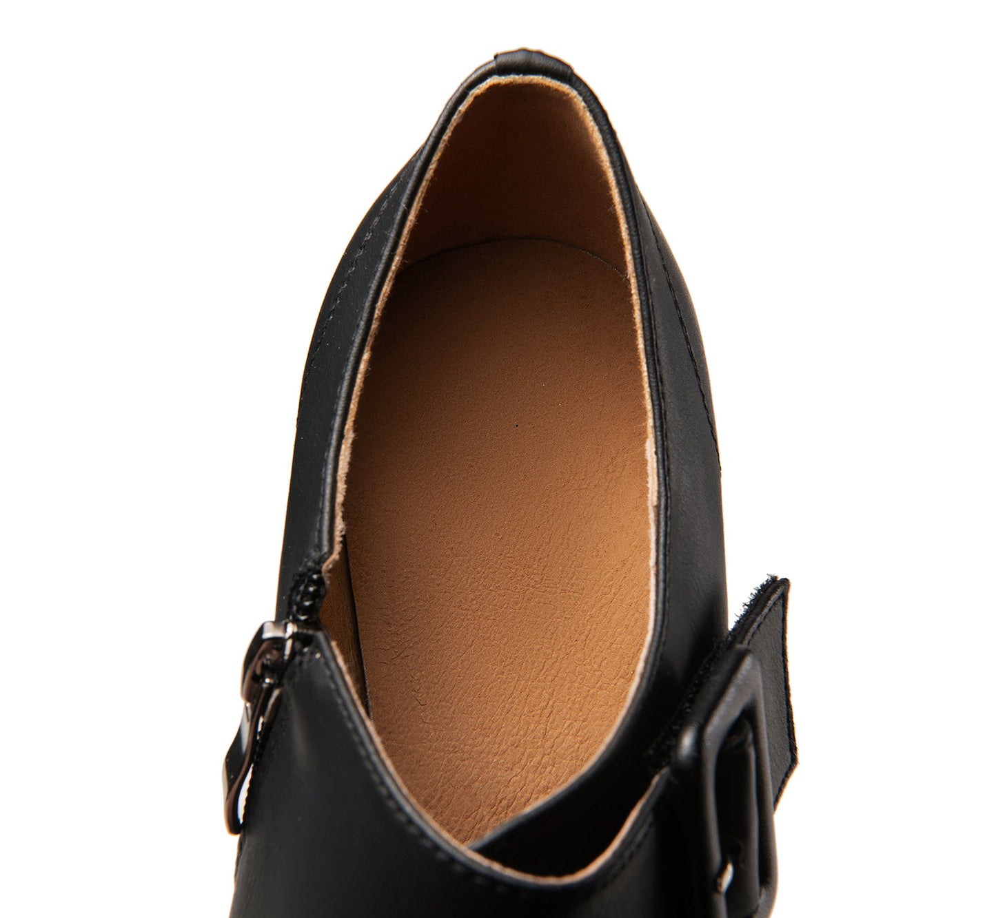 Nine Seven Genuine Leather Women's Handmade Block Heel Side Zip Up Oxford Pumps with Modern Buckle