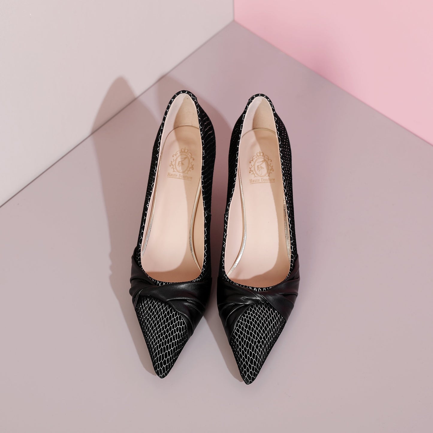 Nine Seven Women's Handmade Leather Exquisite Mid Heel Pointy Toe Loafer Pumps with Bowknot