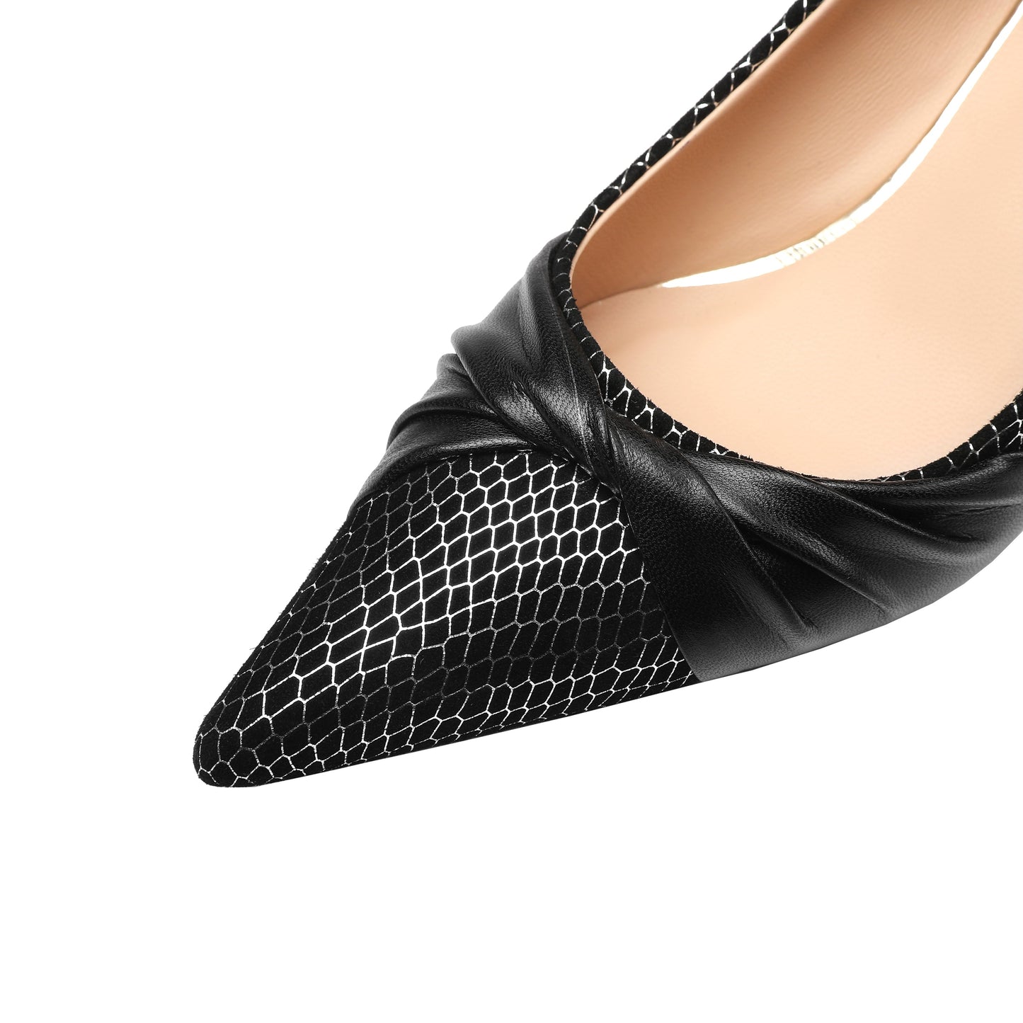 Nine Seven Women's Handmade Leather Exquisite Mid Heel Pointy Toe Loafer Pumps with Bowknot