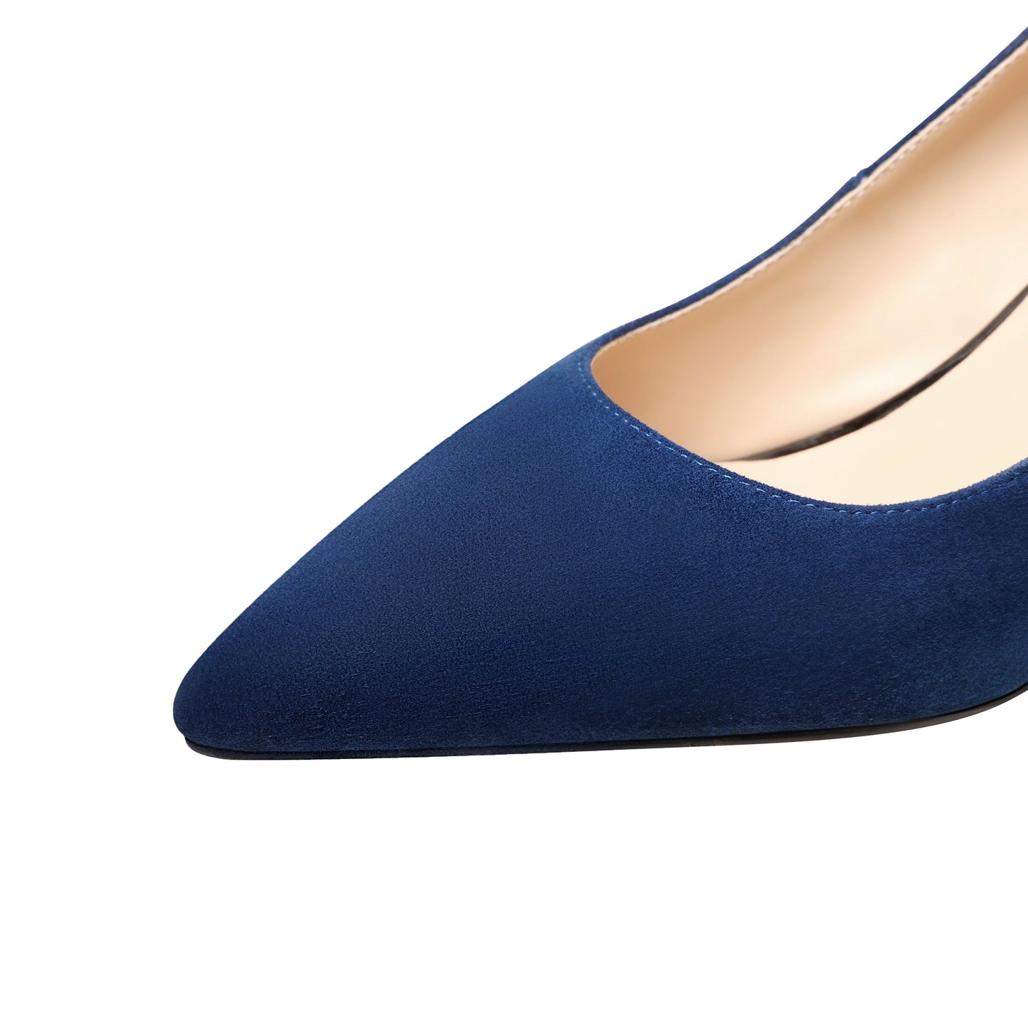 Nine Seven Suede Leather Women's Handmade Pointed Toe Sexy Mid Stiletto Heel Slip On Office Party Pump Shoes