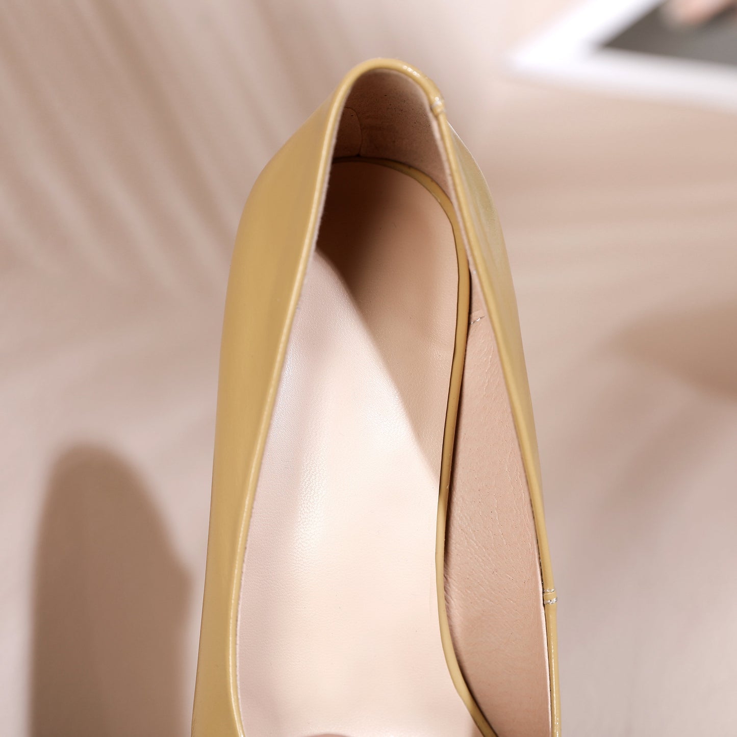 Nine Seven Women's Pointed Toe Handmade Chain Décor Patent Leather Stiletto Mid Heels Stylish Pumps Shoes