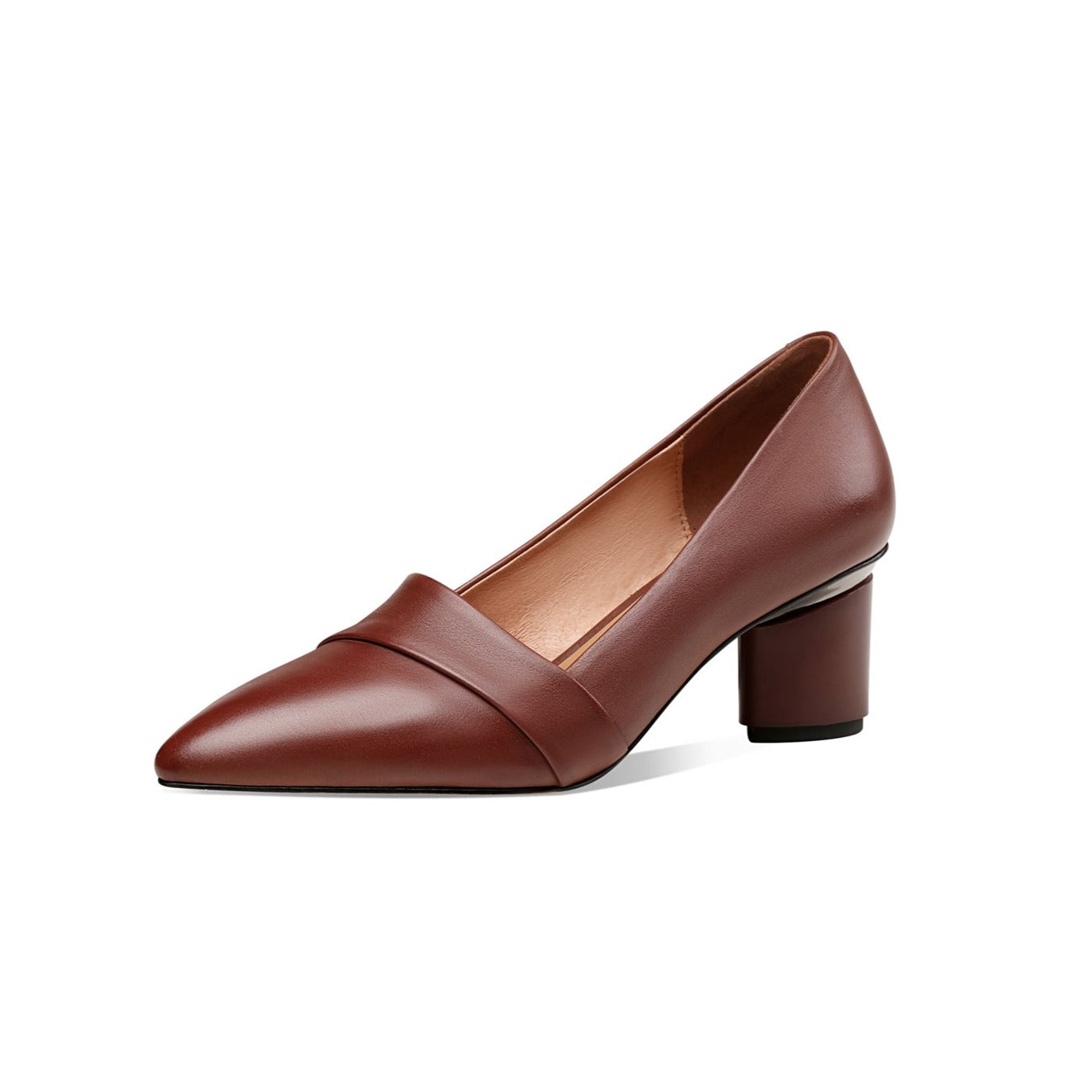 Nine Seven Women's Genuine Leather Pointed Toe Handmade Mid Heels Slip On Vintage Pumps Shoes