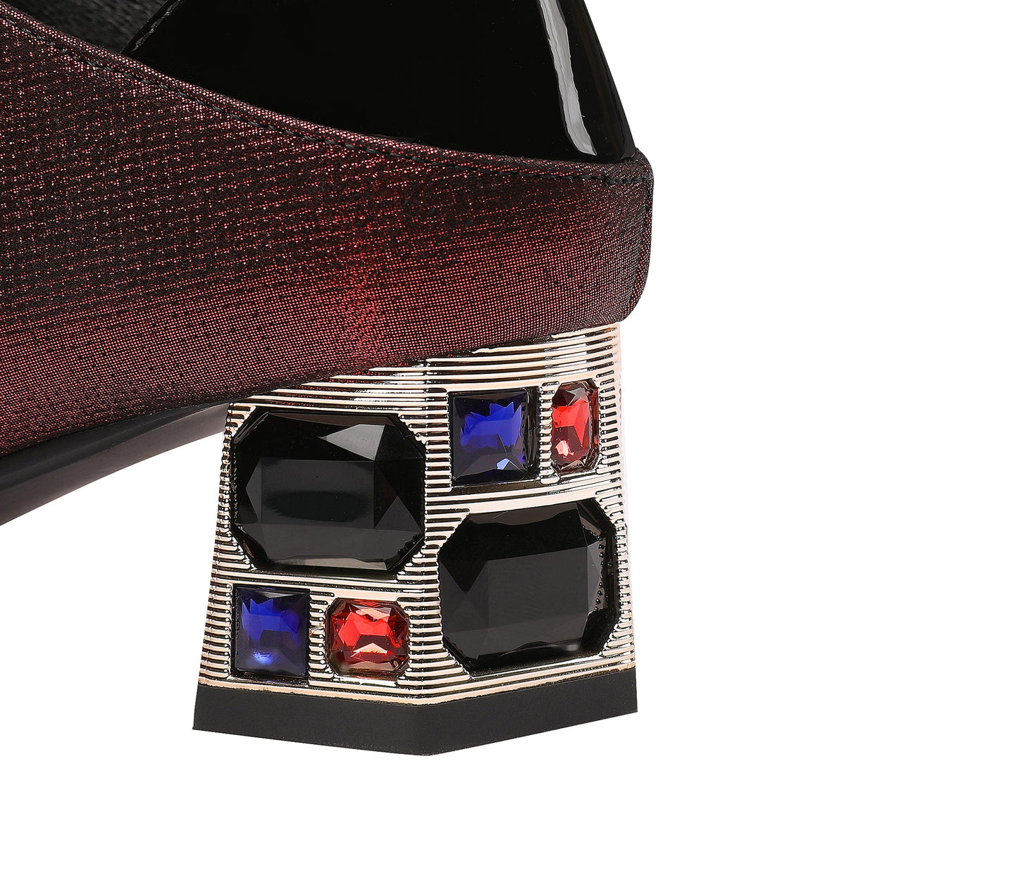 Nine Seven Genuine Leather Pointed Toe Handmade Front Zipper Low Chunky Heels Women's Pumps Shoes