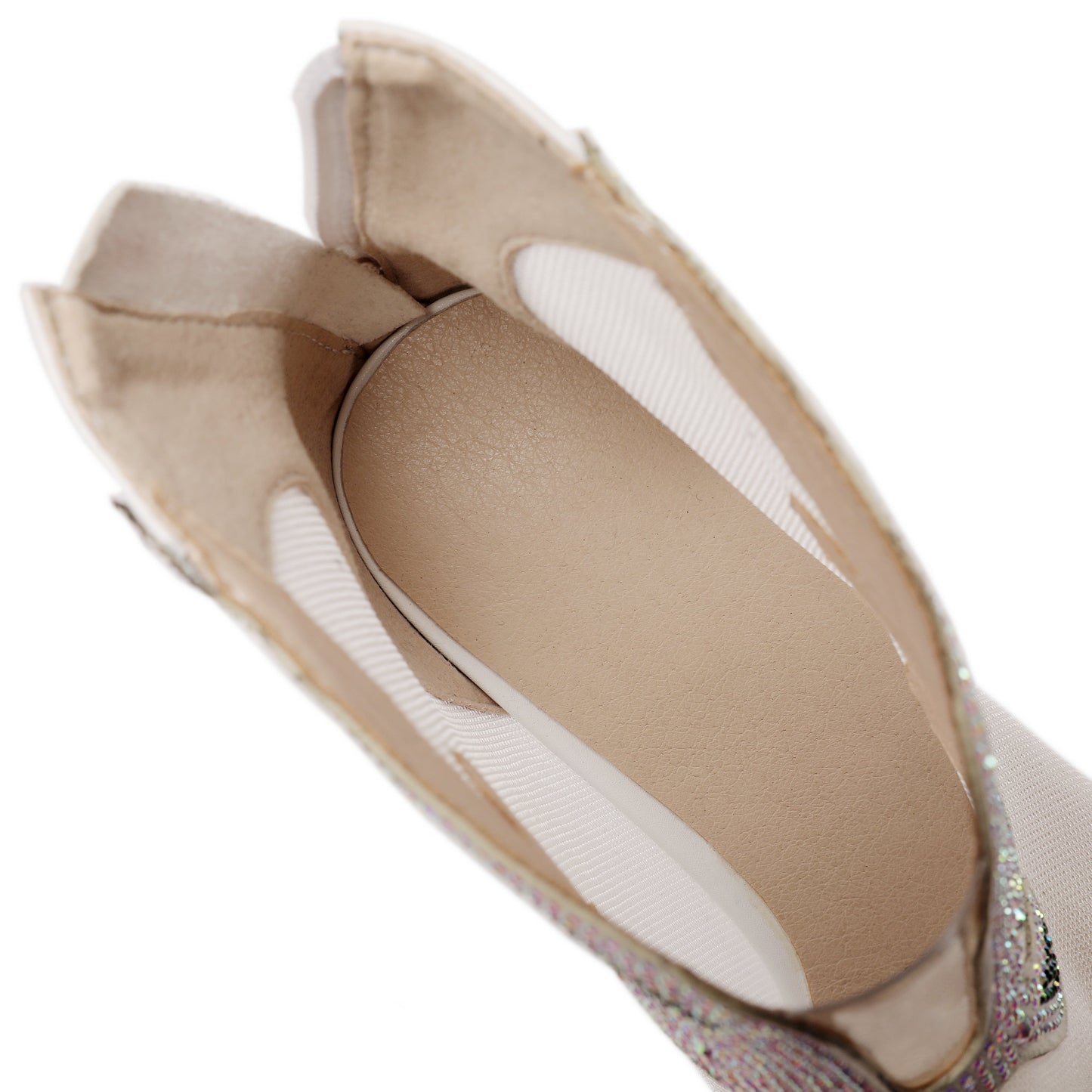 Nine Seven Women's Handmade Genuine Leather and Mesh Back Zip Up Glitter Decor Chuncky Heel Summer Boots