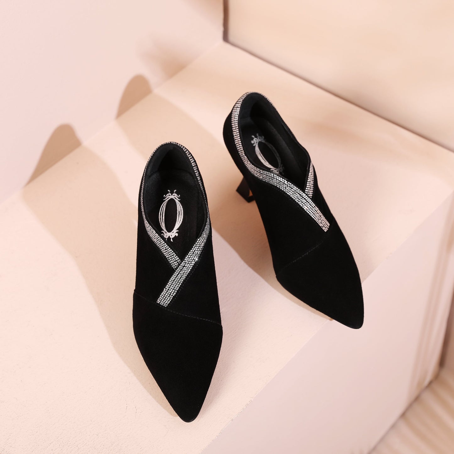 Nine Seven Women's Pointed Toe Soft Suede Leather Stiletto Mid Heels Handmade Dress Pumps Shoes