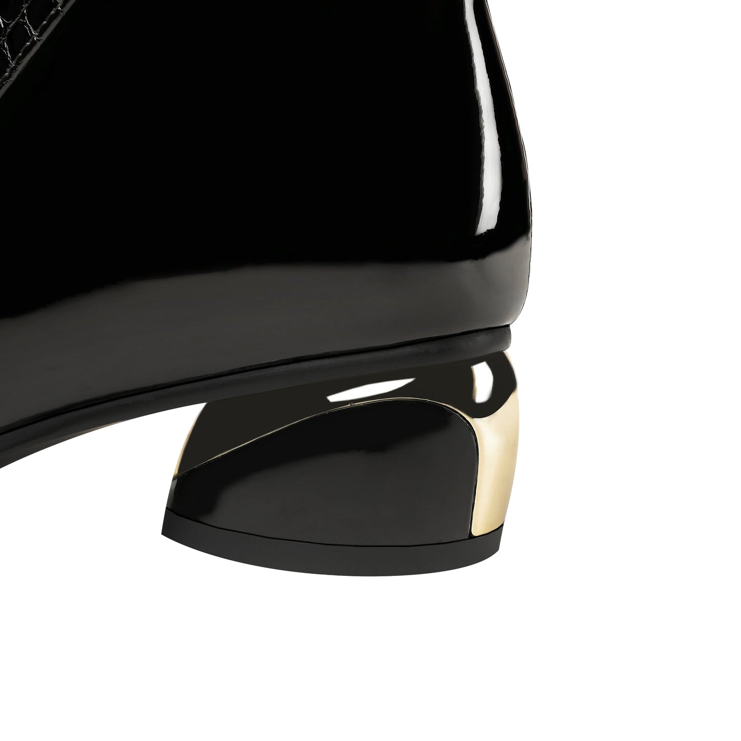 Nine Seven Women's Handmade Patent Leather Pointed Toe Side Zip Up Low Chunky Heel Casual Ankle Boots