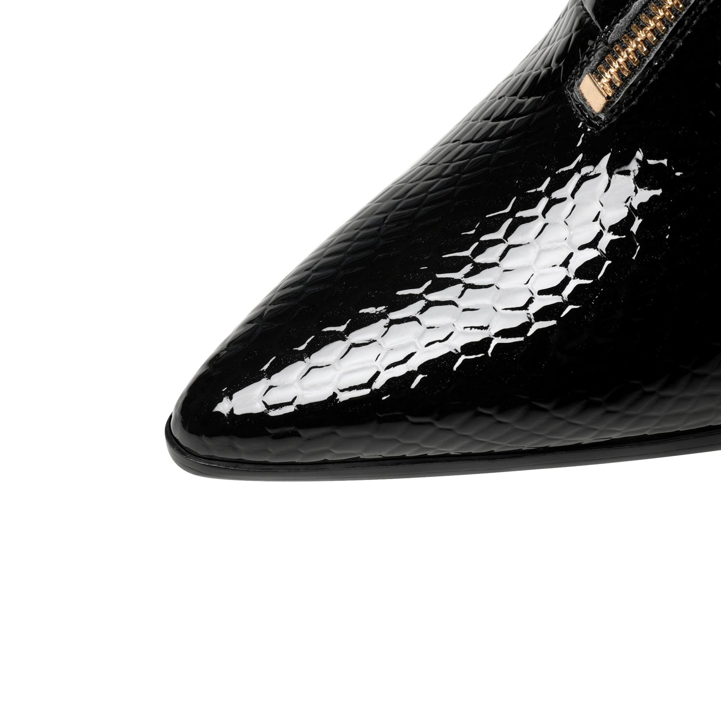 Nine Seven Women's Handmade Genuine Leather Pointed Toe Stylish Front Zip Up Mid Chunky Heel Ankle Booties