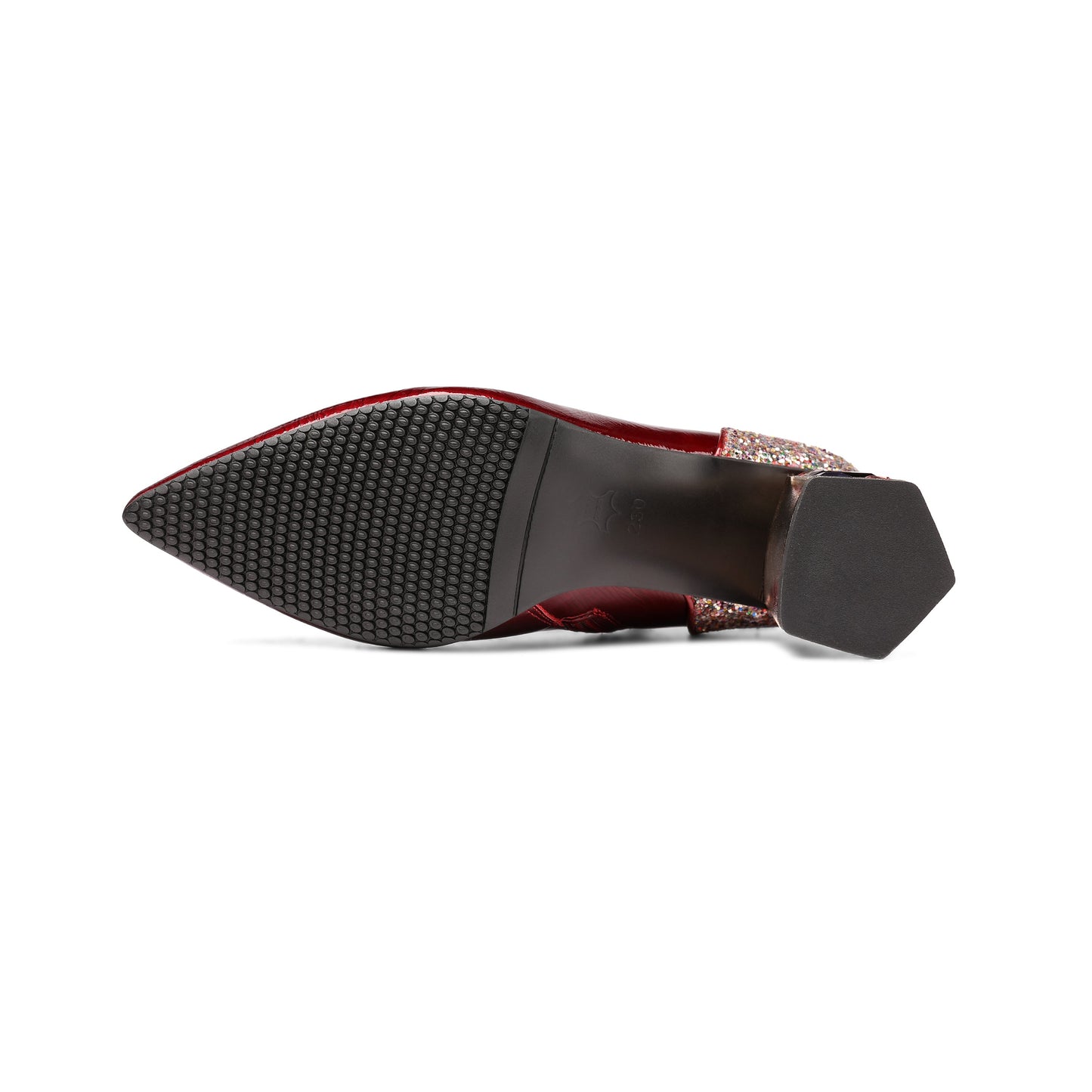 Nine Seven Women's Handmade Patent Leather Clear Pointed Toe Crystal Decor Chunky Heel Side Zip Sparkling Glitter Ankle Boots