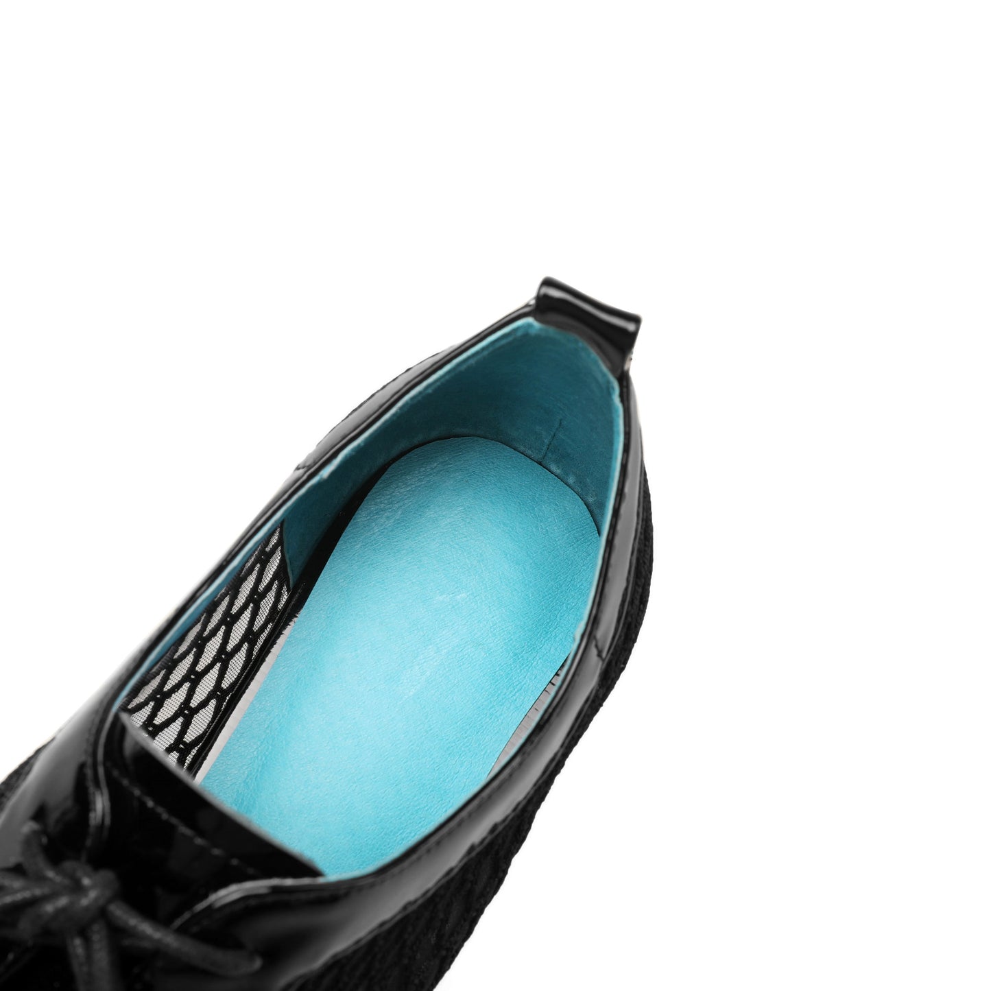 Nine Seven Women's Genuine Leather with Breathable Mesh Square Toe Handmade Lace-Up Low Chunky Heels Pumps Shoes