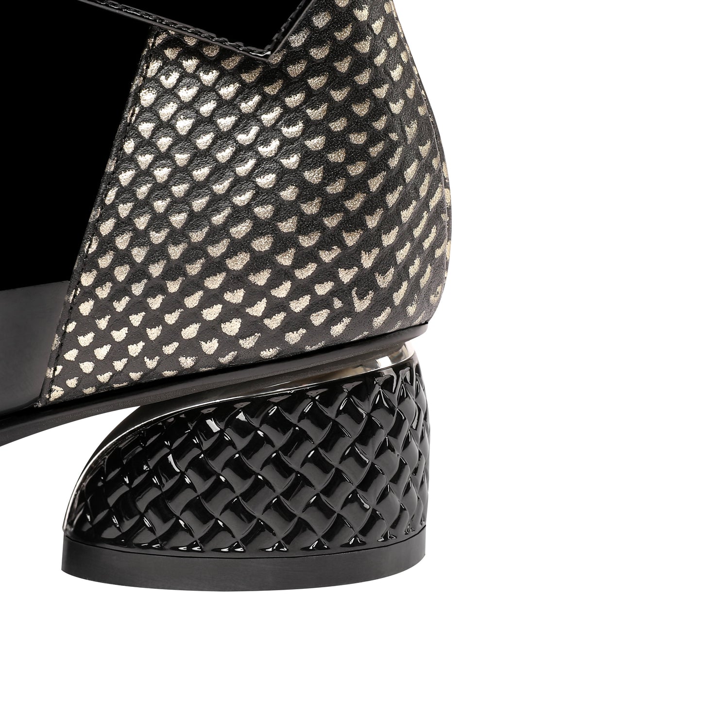 Nine Seven Women's Handmade Patent Leather Chunky Heel Side Zip Up Pointed Toe Belt Design Ankle Dress Booties