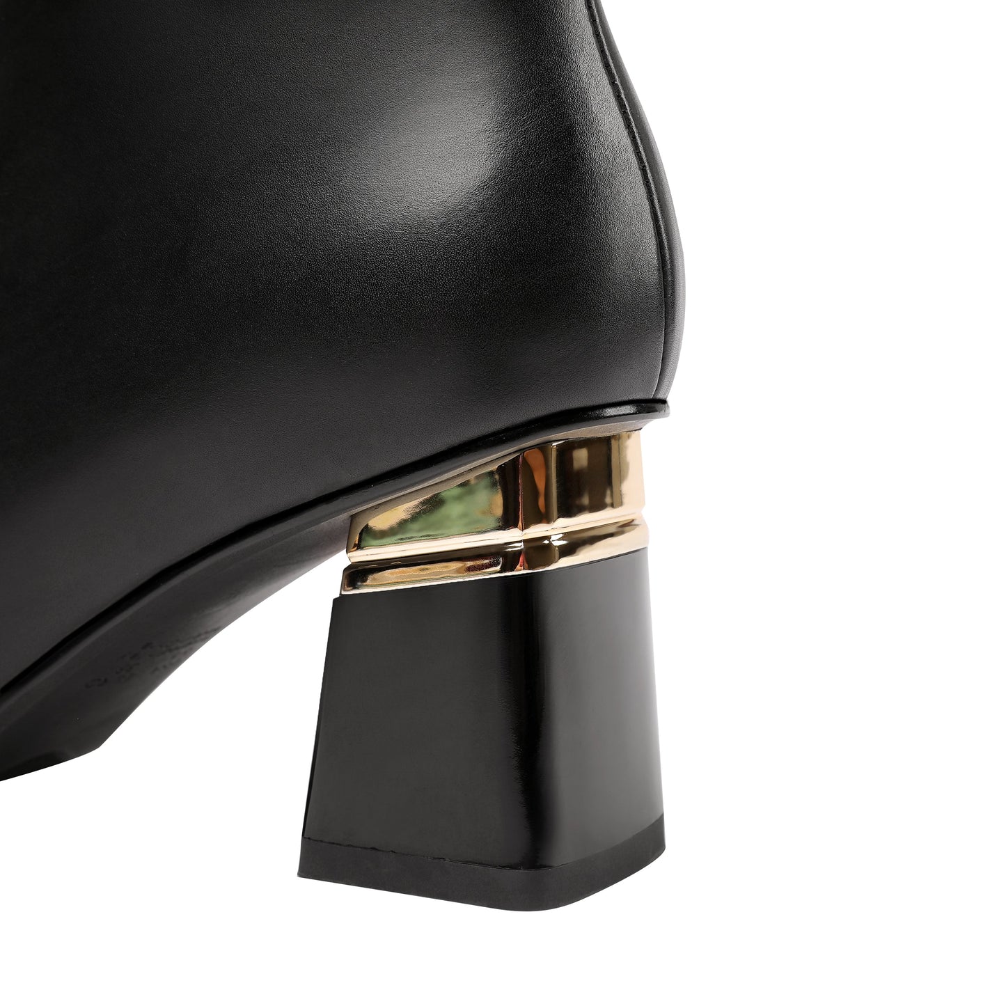 Nine Seven Genuine Leather Women's Handmade Side Zip Up Green Belt Design Chunky Heel Black Ankle Booties