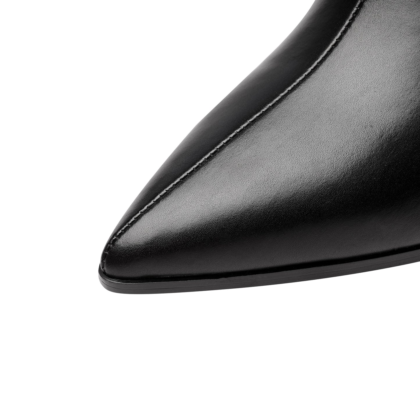 Nine Seven Genuine Leather Women's Handmade Side Zip Up Green Belt Design Chunky Heel Black Ankle Booties