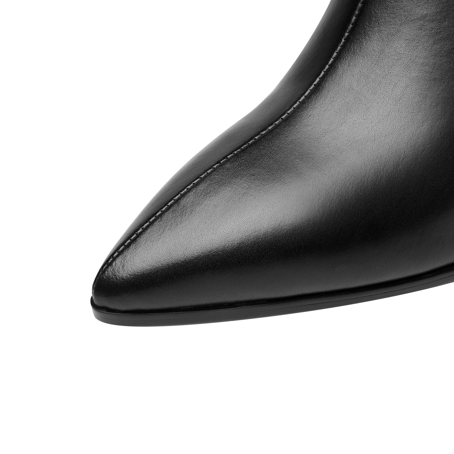 Nine Seven Women's Genuine Leather Handmade Side Zip Up Elegant Cone Heel Button Decor Black Ankle Boots