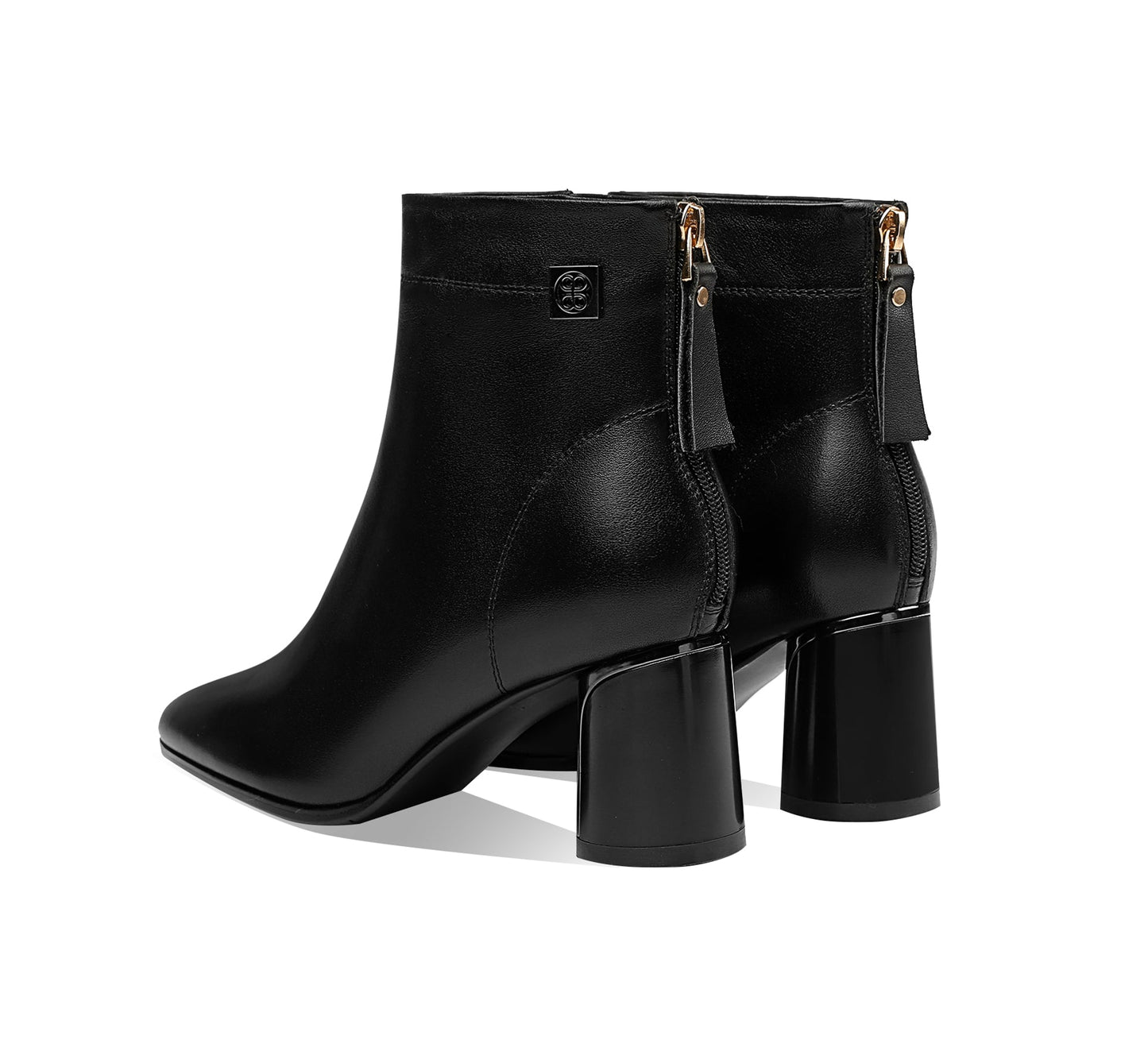 Nine Seven Women's Round Toe Genuine Leather Handmade Cone Heels Back Zip Up Classic Ankle Boots