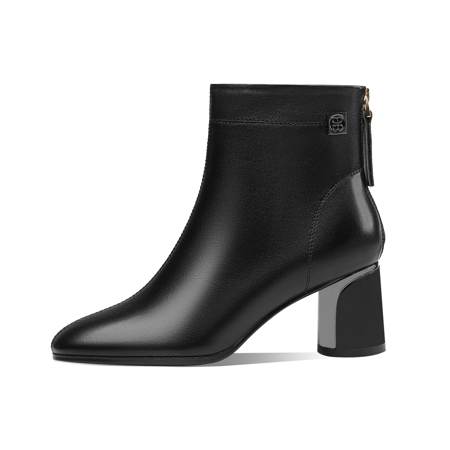 Nine Seven Women's Round Toe Genuine Leather Handmade Cone Heels Back Zip Up Classic Ankle Boots