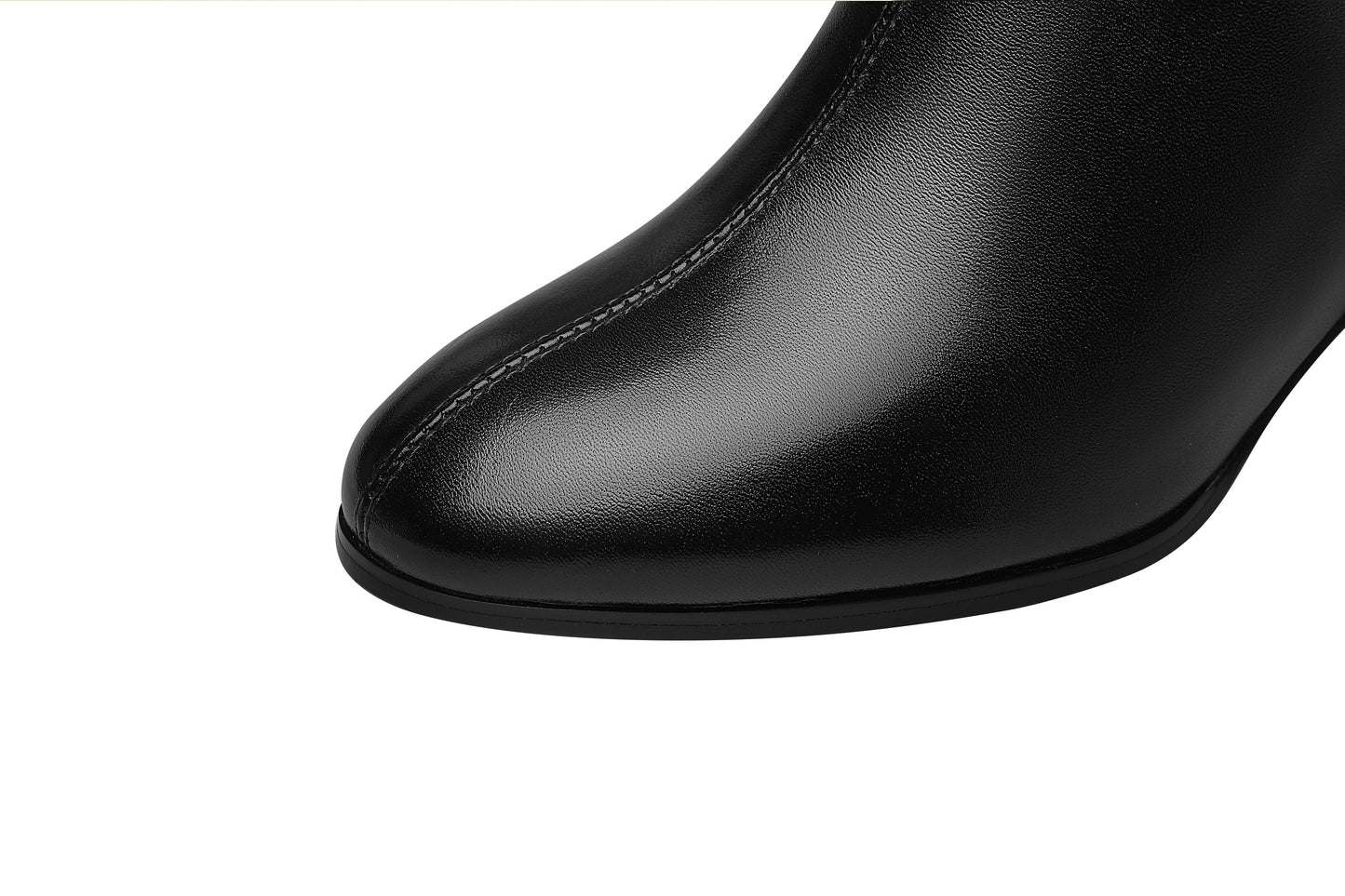 Nine Seven Handmade Women's Genuine Leather Pointed Toe Back Zipper Mid Chunky Heel Ankle Boots