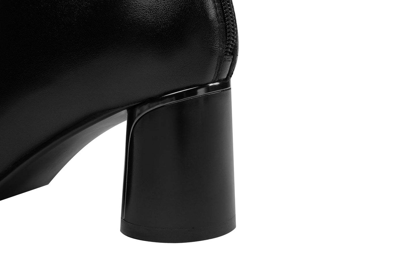 Nine Seven Handmade Women's Genuine Leather Pointed Toe Back Zipper Mid Chunky Heel Ankle Boots