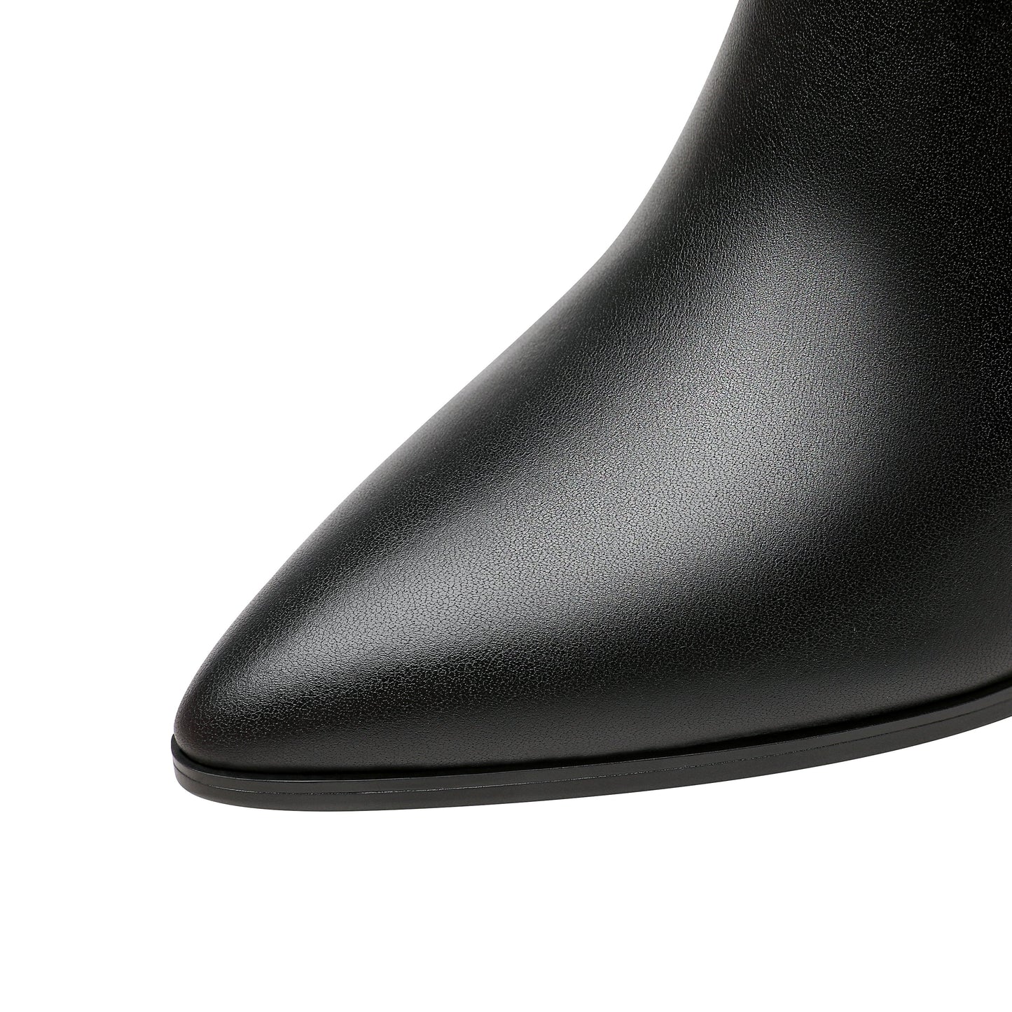 Nine Seven Handmade Women's Genuine Leather Rhinestone Heart Décor Pointed Toe Mid Chunky Heel Side Zipper Ankle Boots