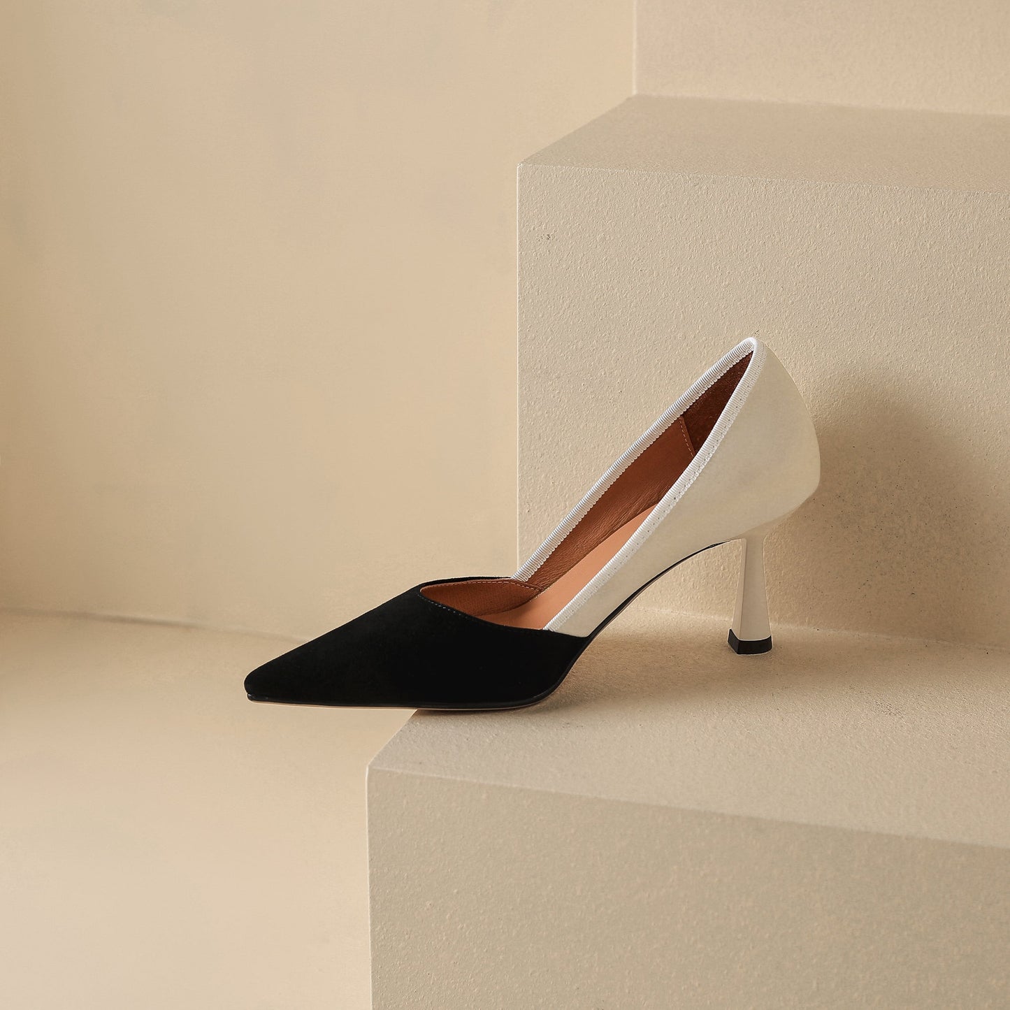 Nine Seven Women's Handmade Assorted Leather Pointed Toe Kitten Heel Slip On Elegant Pumps