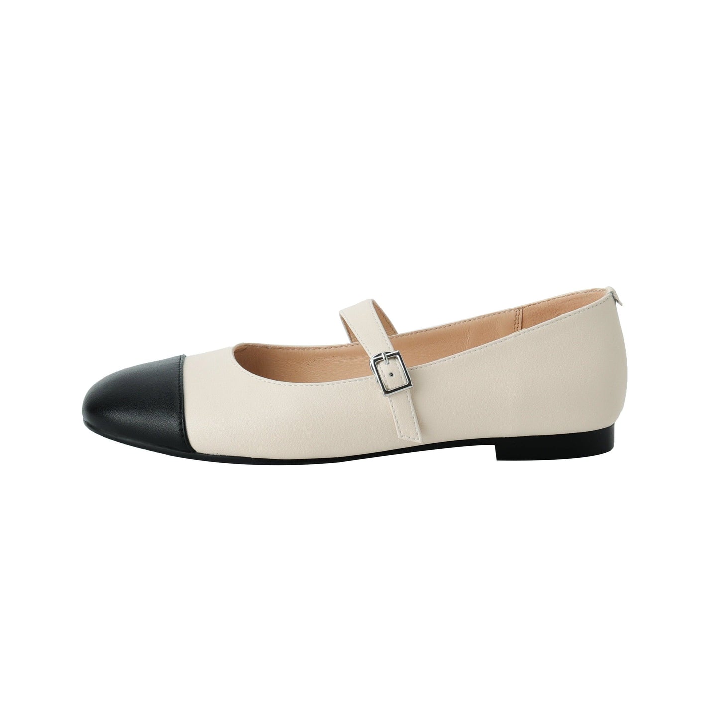 Nine Seven Handmade Genuine Leather Women's Round Toe Flat Modern Buckle Mary Jane Shoes